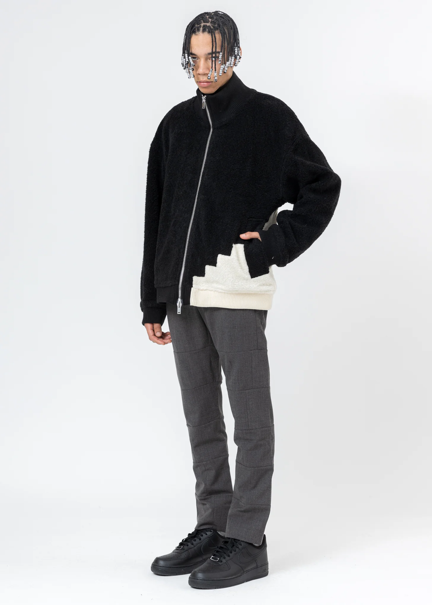 Grey Wool Paneled Trousers - Image 5