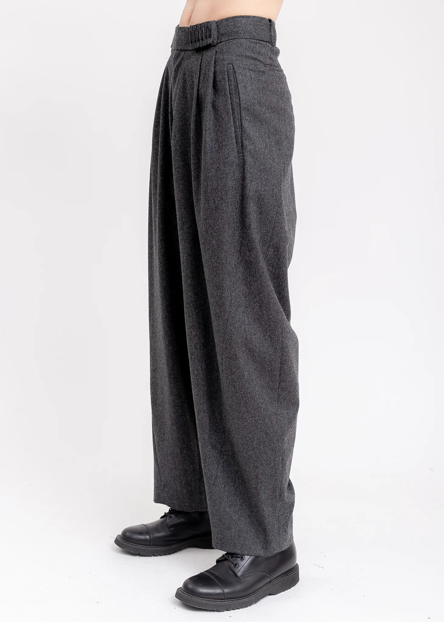 Grey Wool Wide Pants - Image 2