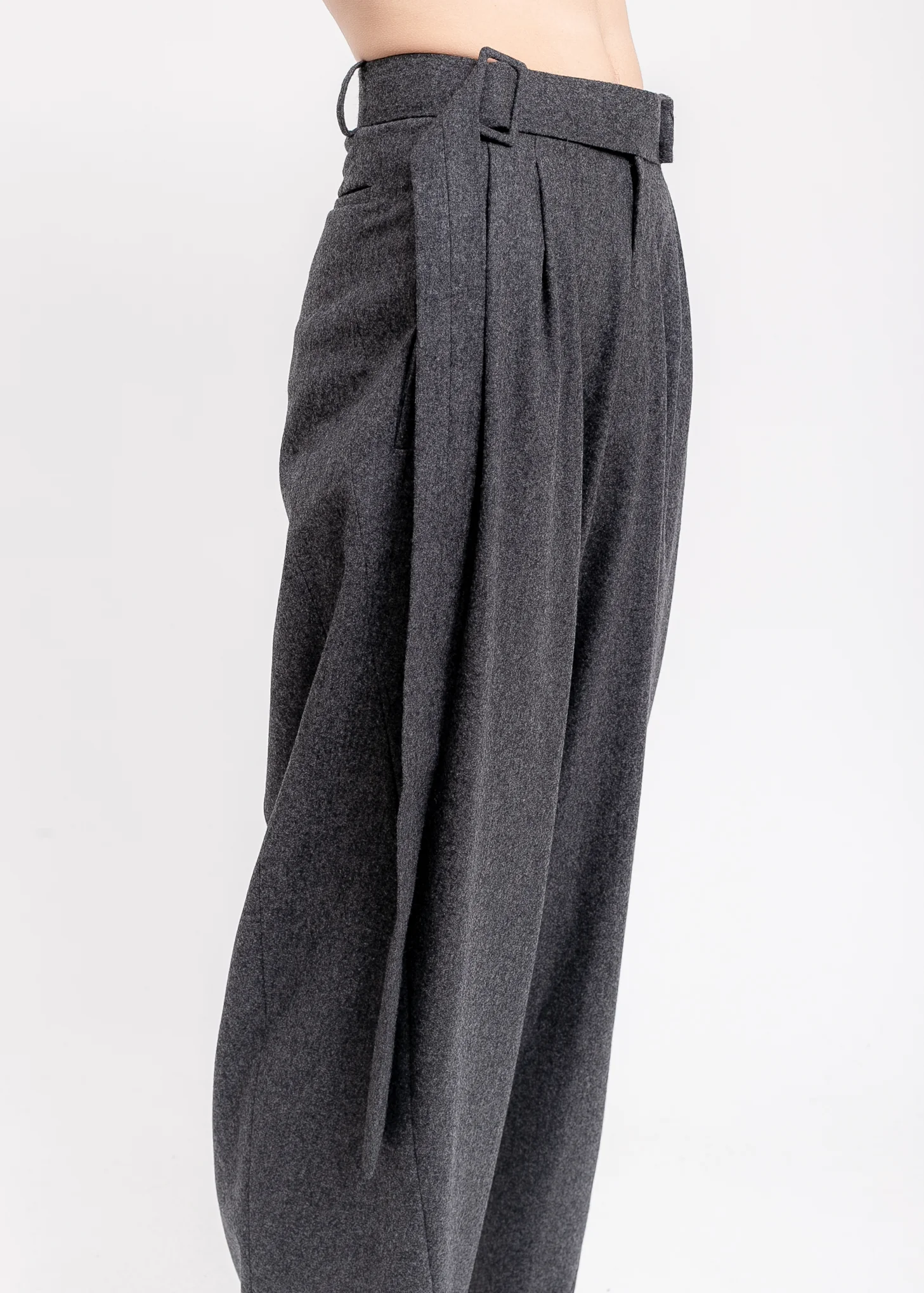 Grey Wool Wide Pants - Image 4