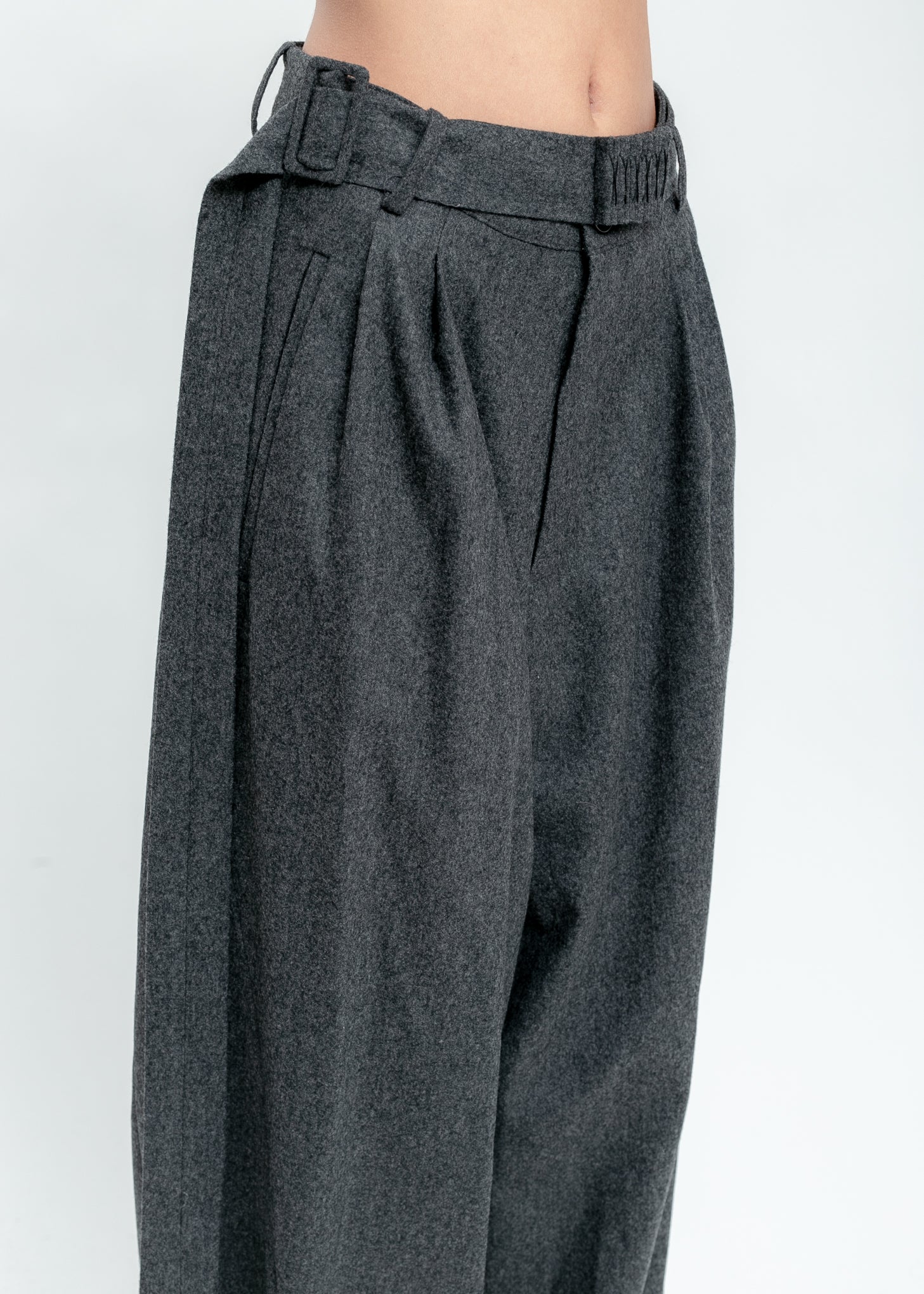 Grey Wool Wide Pants - Image 4