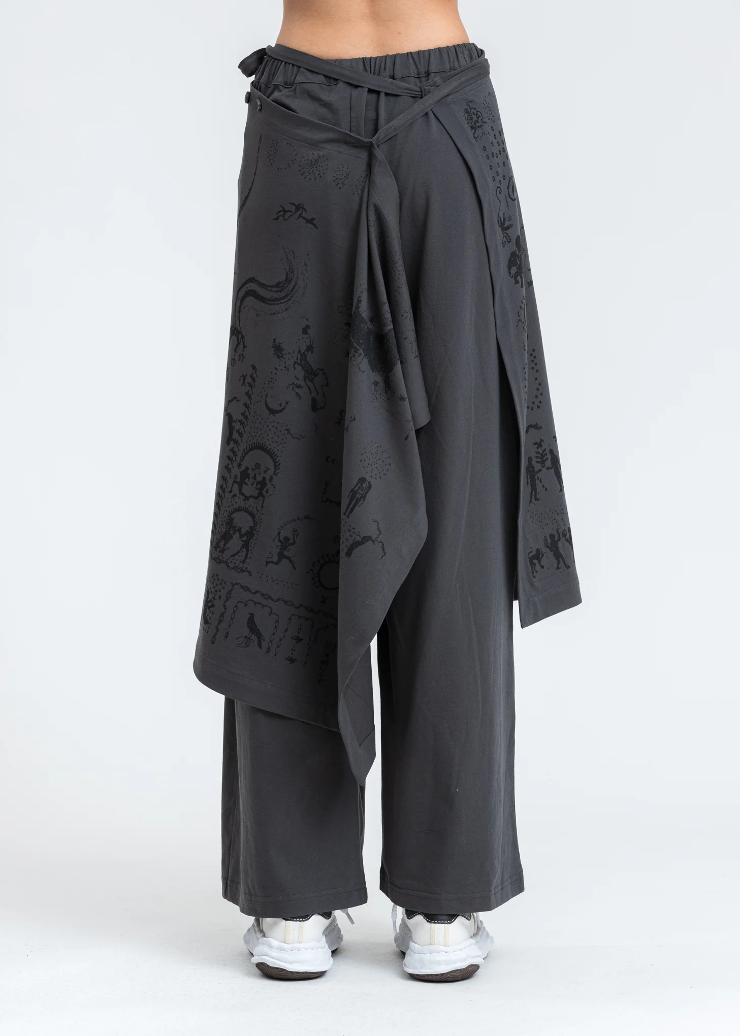 Grey Wrap Skirt Pants - Image 3