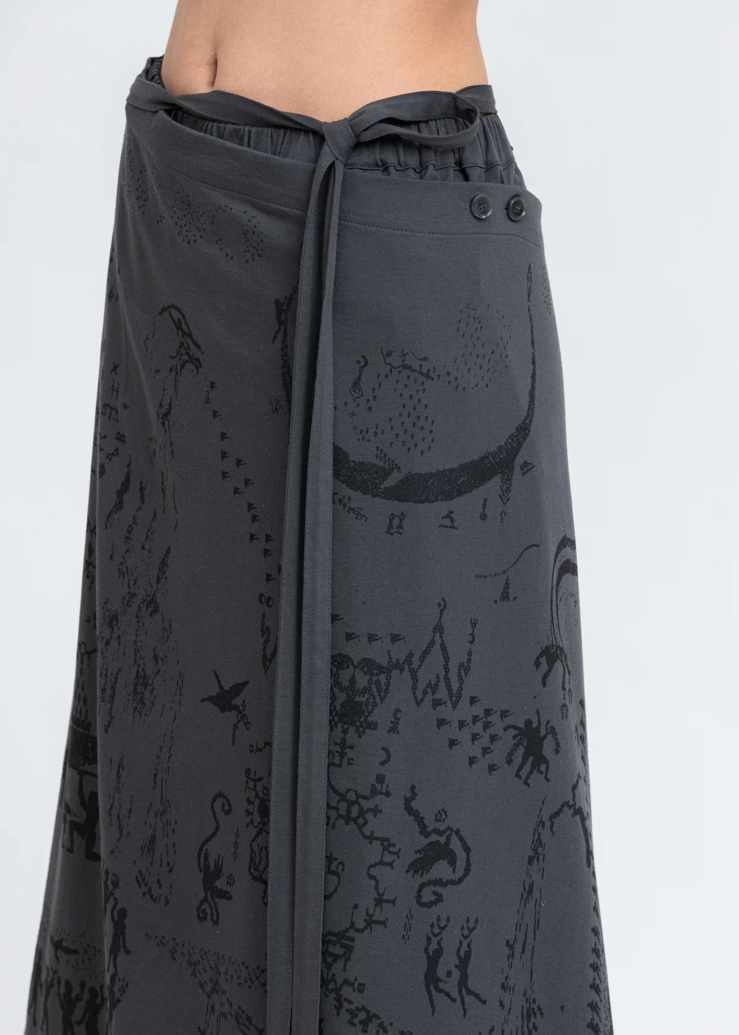 Grey Wrap Skirt Pants - Image 6