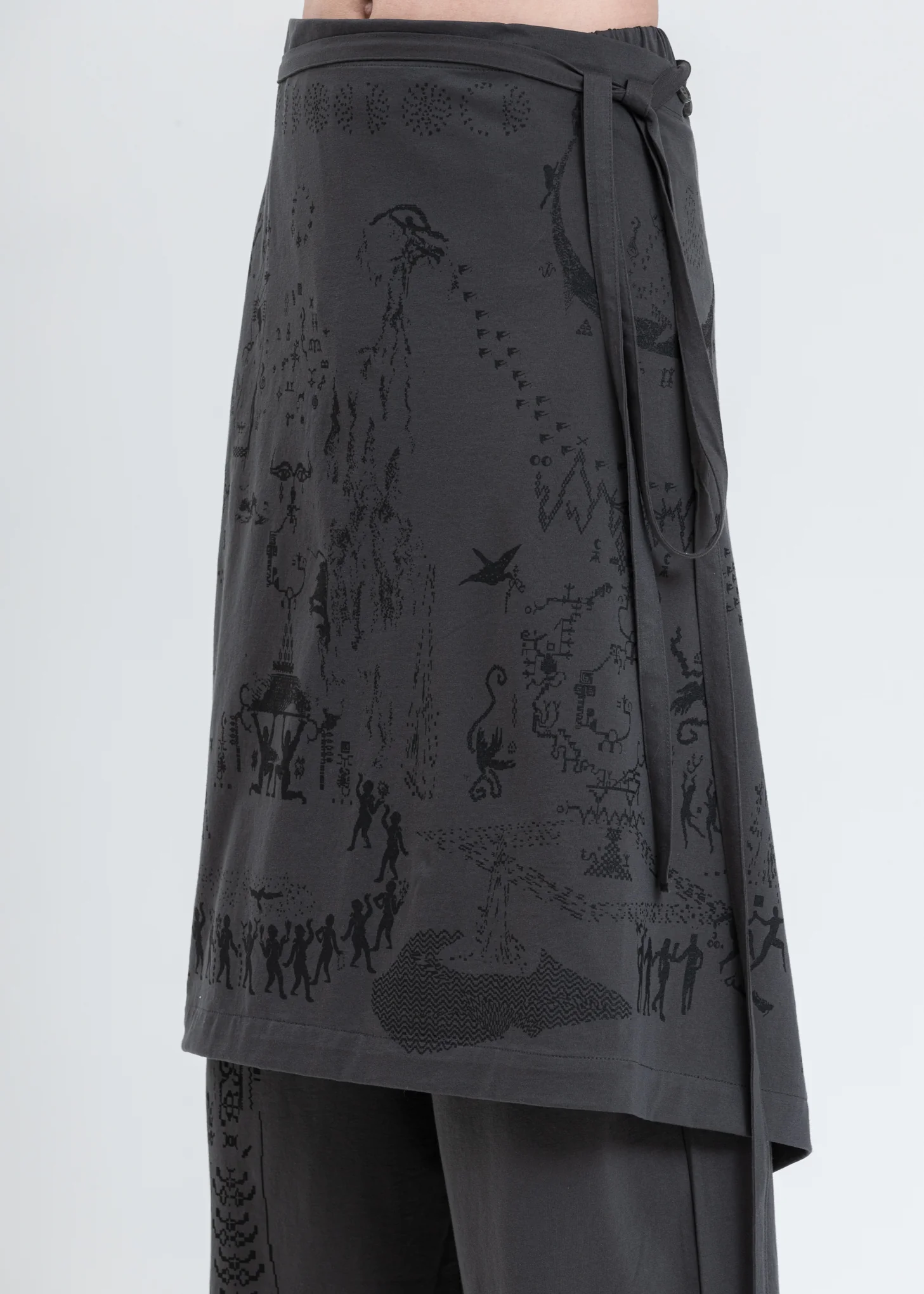 Grey Wrap Skirt Pants - Image 4