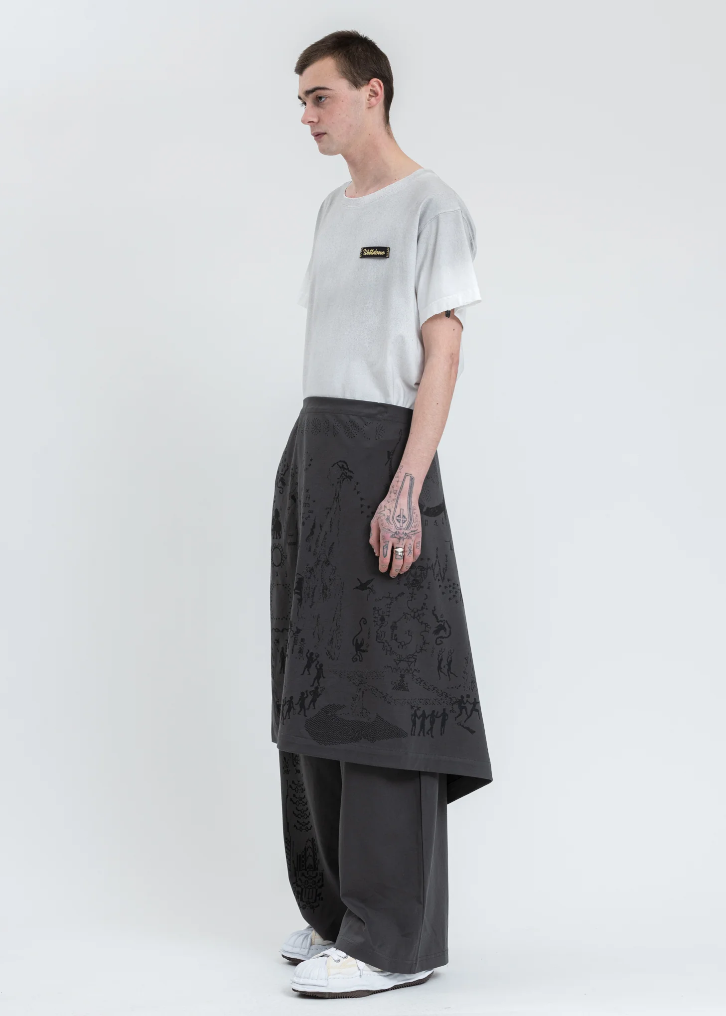 Grey Wrap Skirt Pants - Image 7