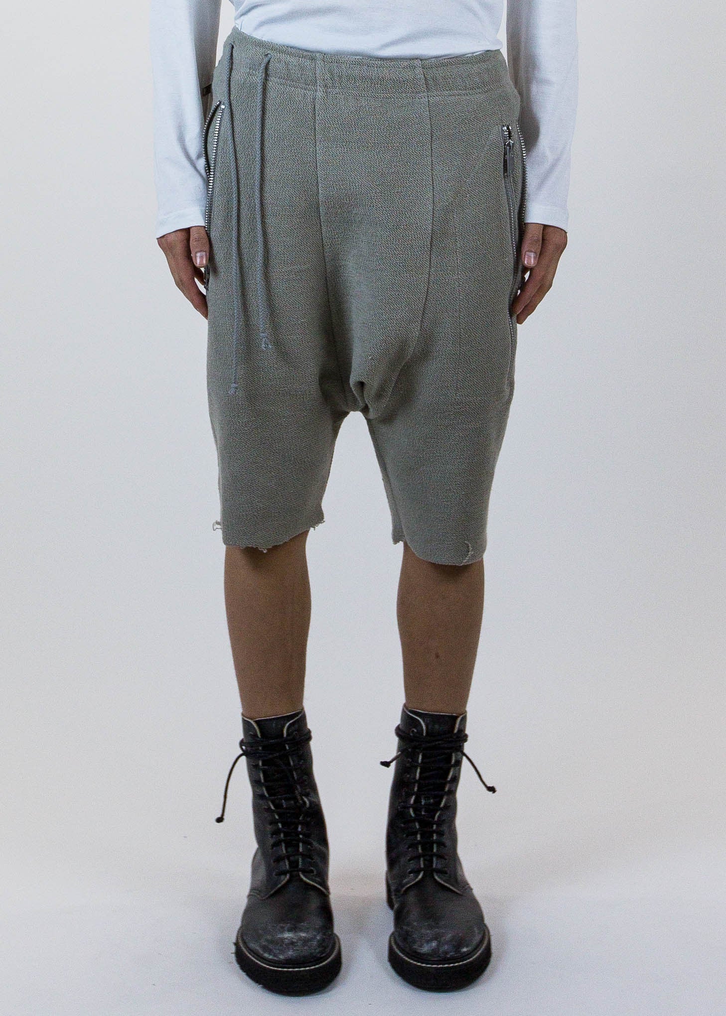 Tan Zipper Drop Jog Shorts