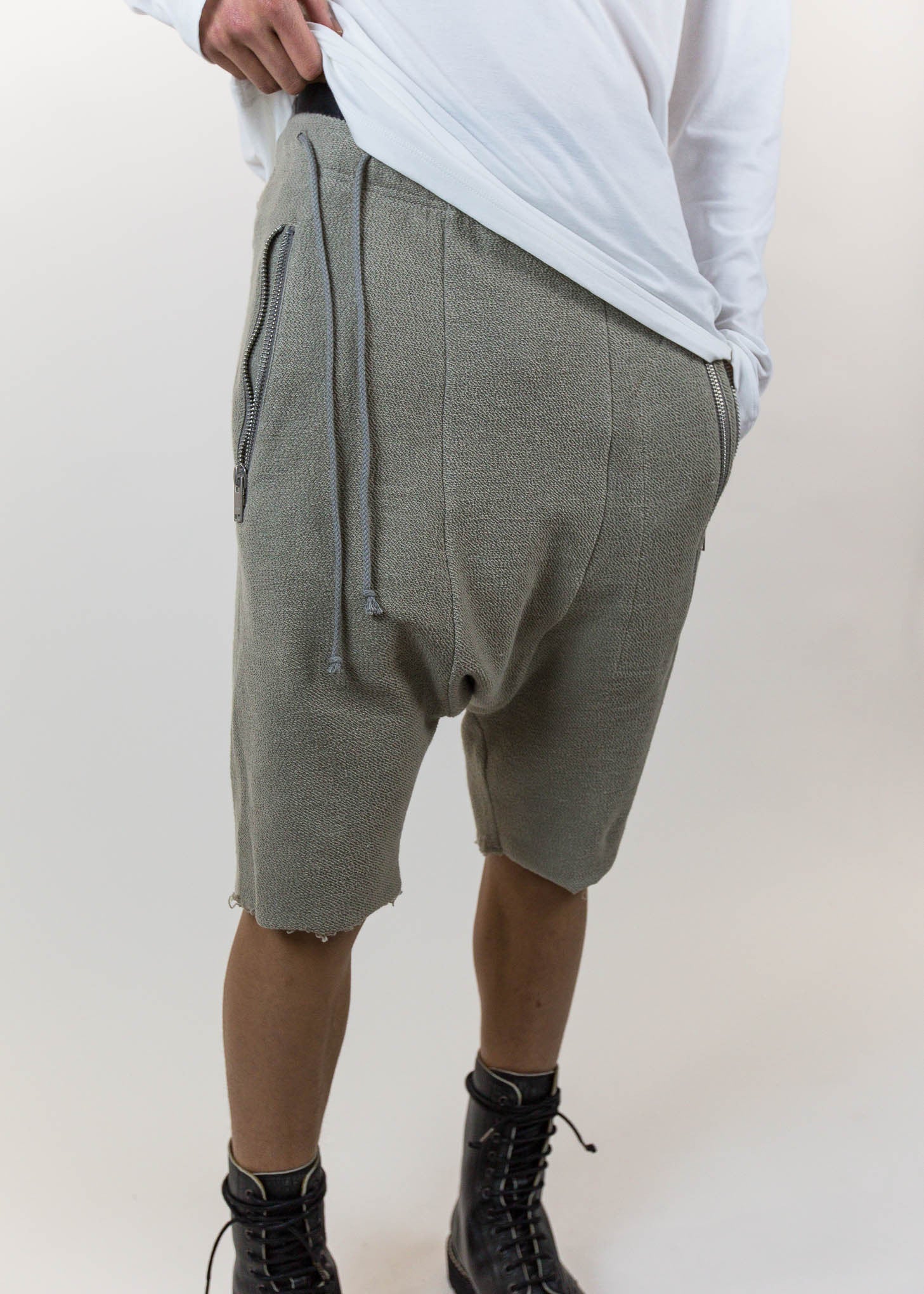 Tan Zipper Drop Jog Shorts - Image 2