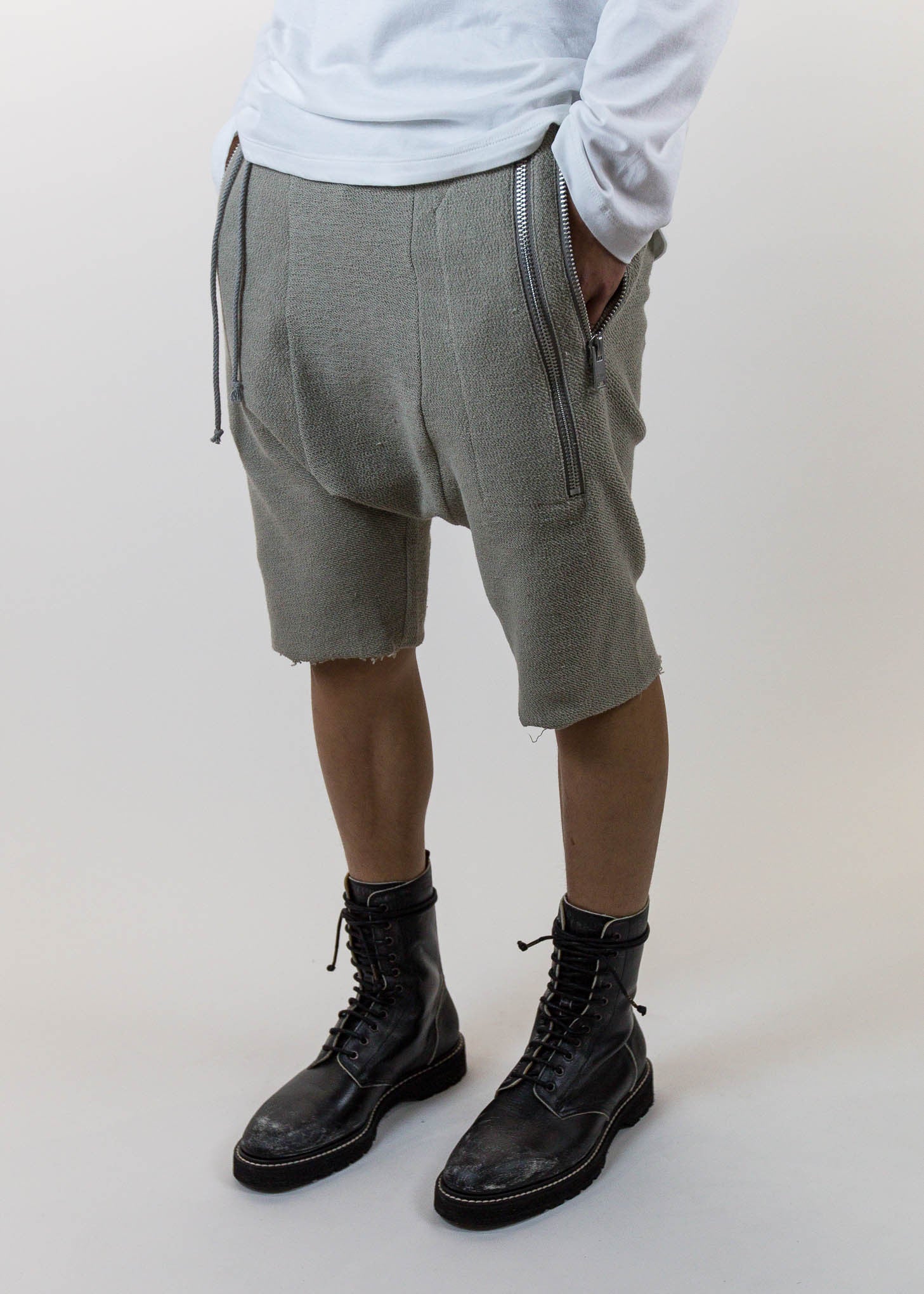 Tan Zipper Drop Jog Shorts - Image 6