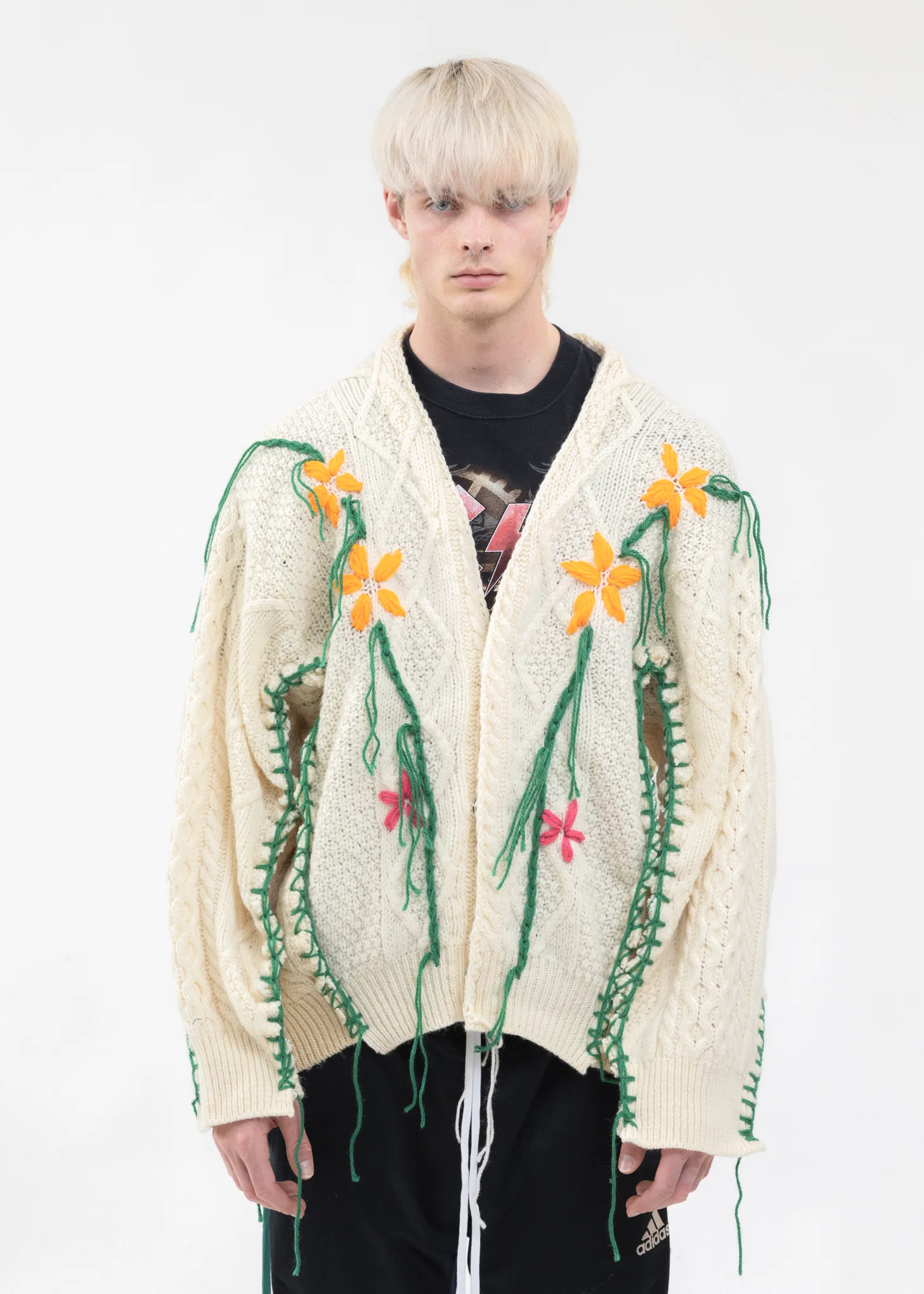Hand Embroidery Fisherman Knit Cardigan -Style 1