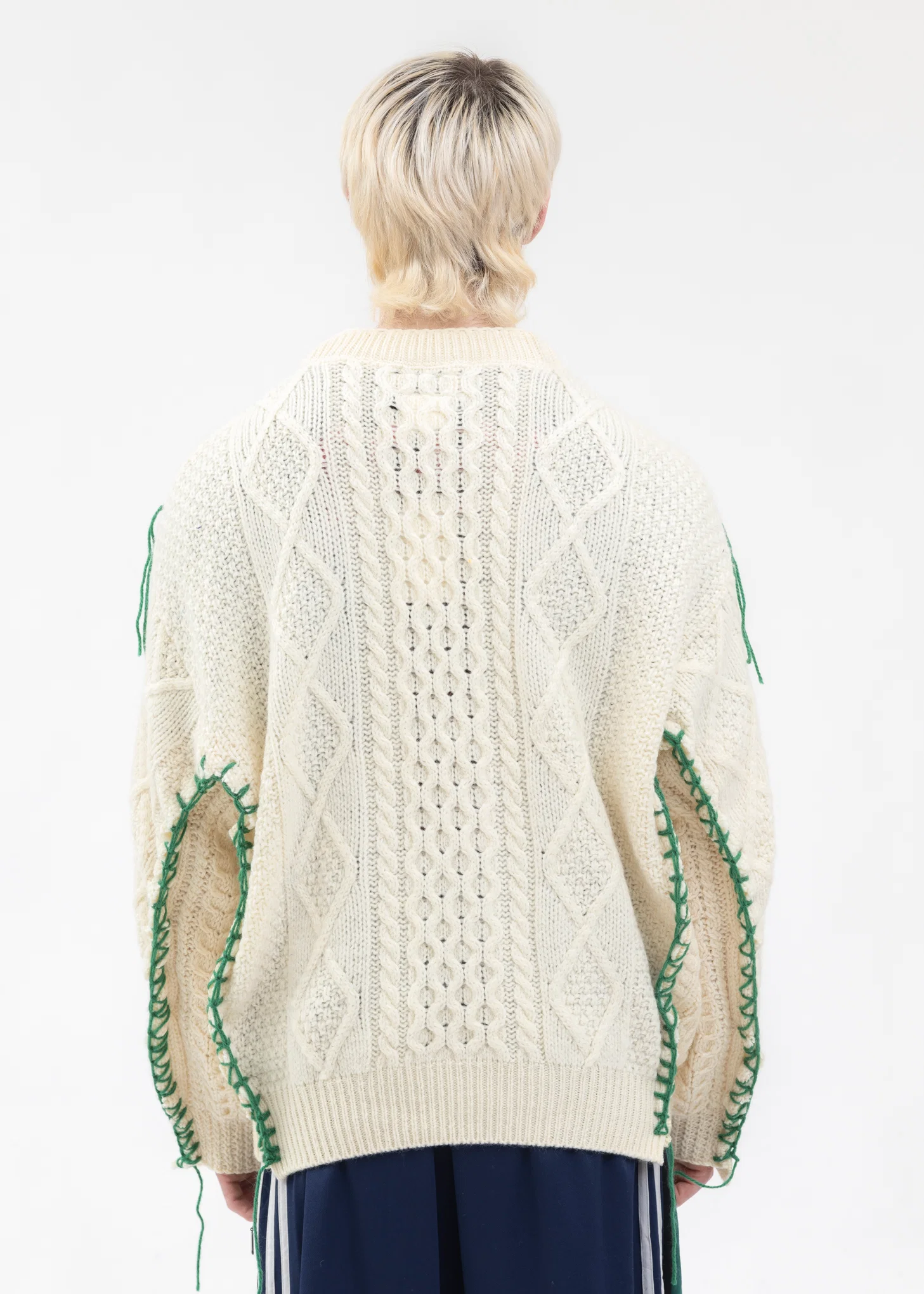 Hand Embroidery Fisherman Knit Cardigan -Style 1 - Image 2