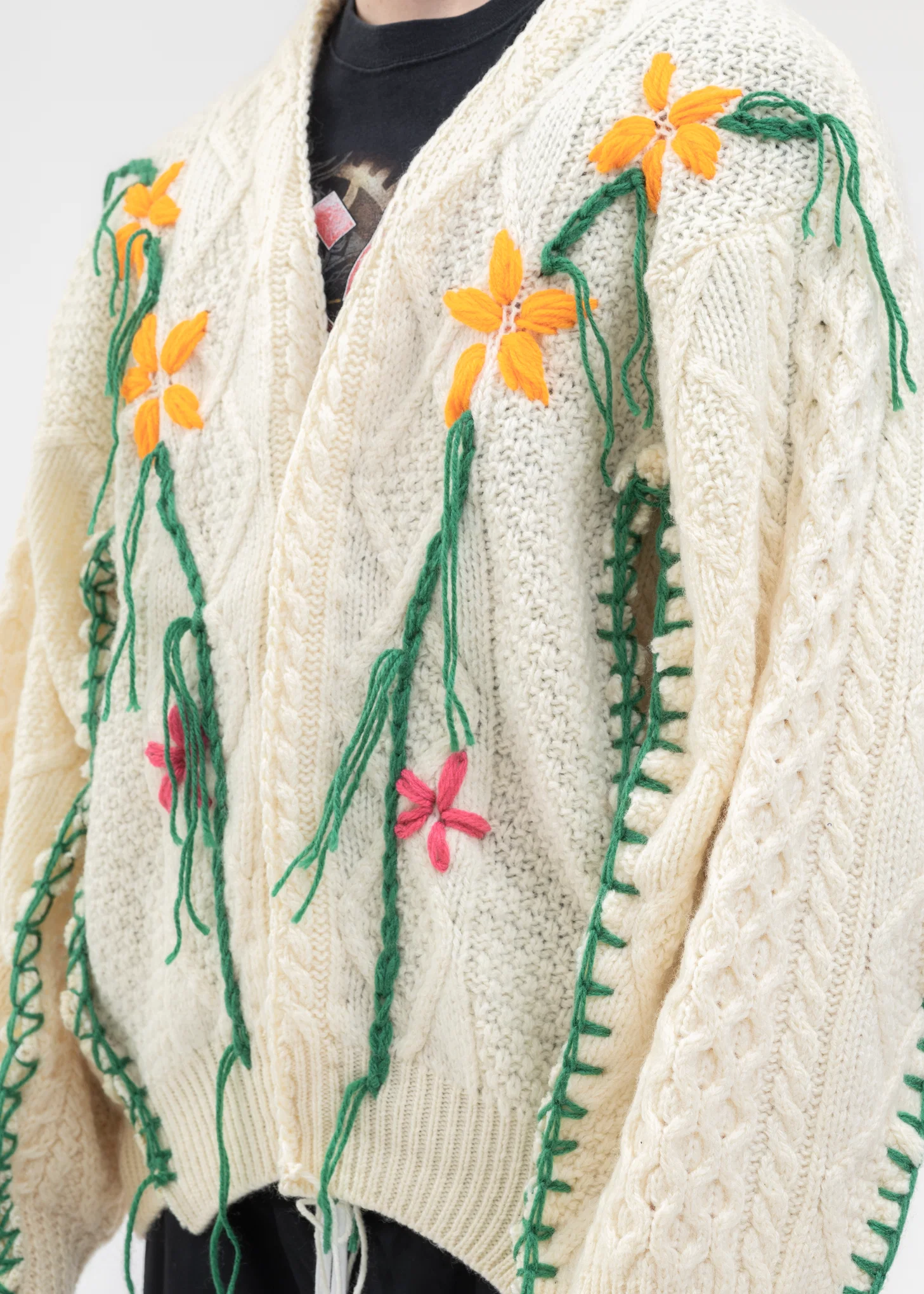 Hand Embroidery Fisherman Knit Cardigan -Style 1 - Image 4