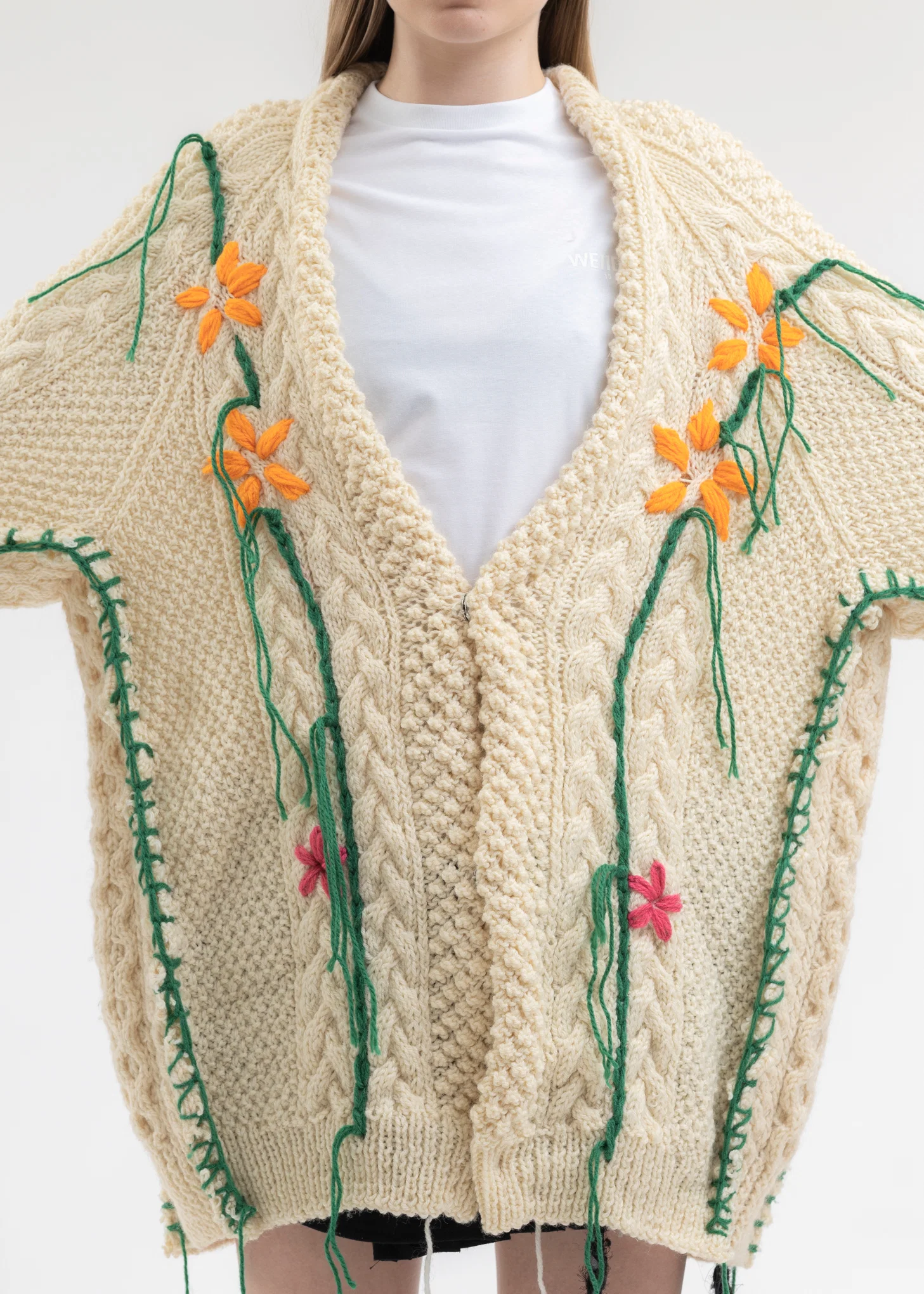 Hand Embroidery Fisherman Knit Cardigan -Style 2 - Image 2