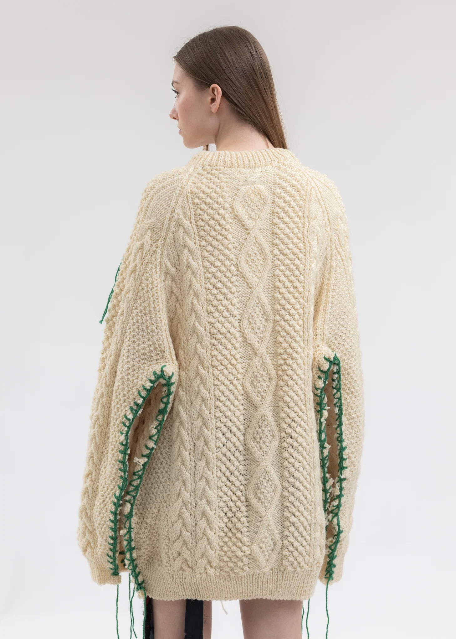 Hand Embroidery Fisherman Knit Cardigan -Style 2 - Image 3