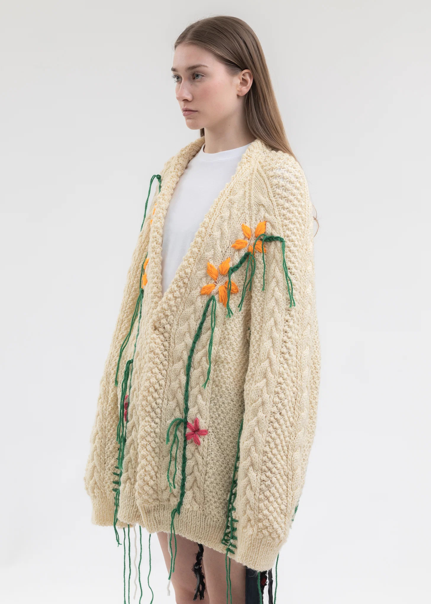 Hand Embroidery Fisherman Knit Cardigan -Style 2 - Image 4