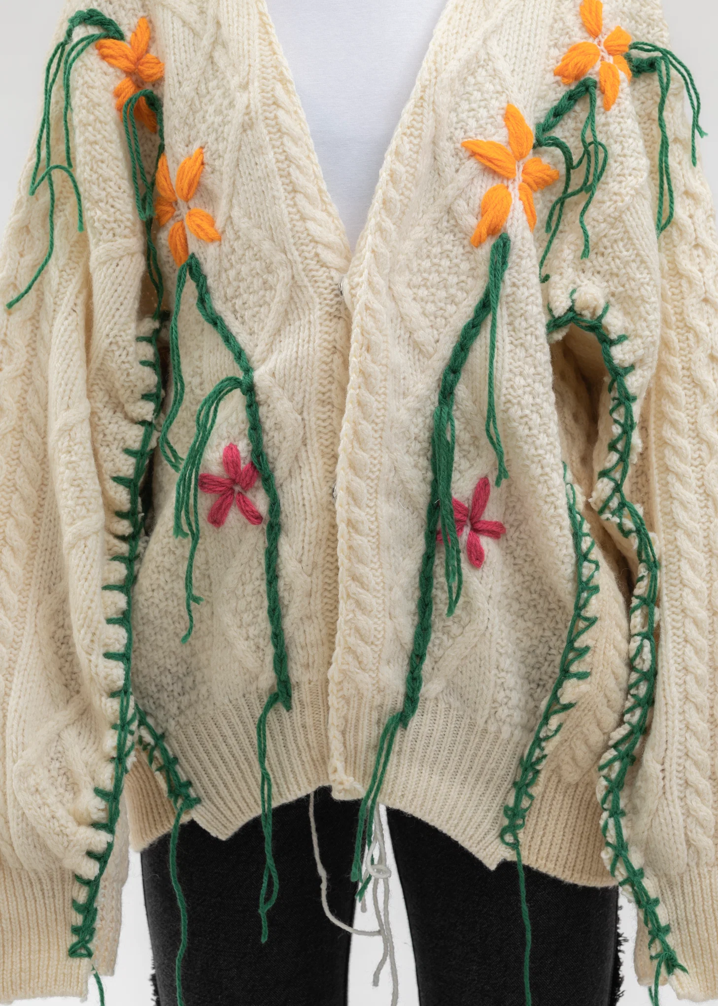 Hand Embroidery Fisherman Knit Cardigan -Style 1 - Image 4