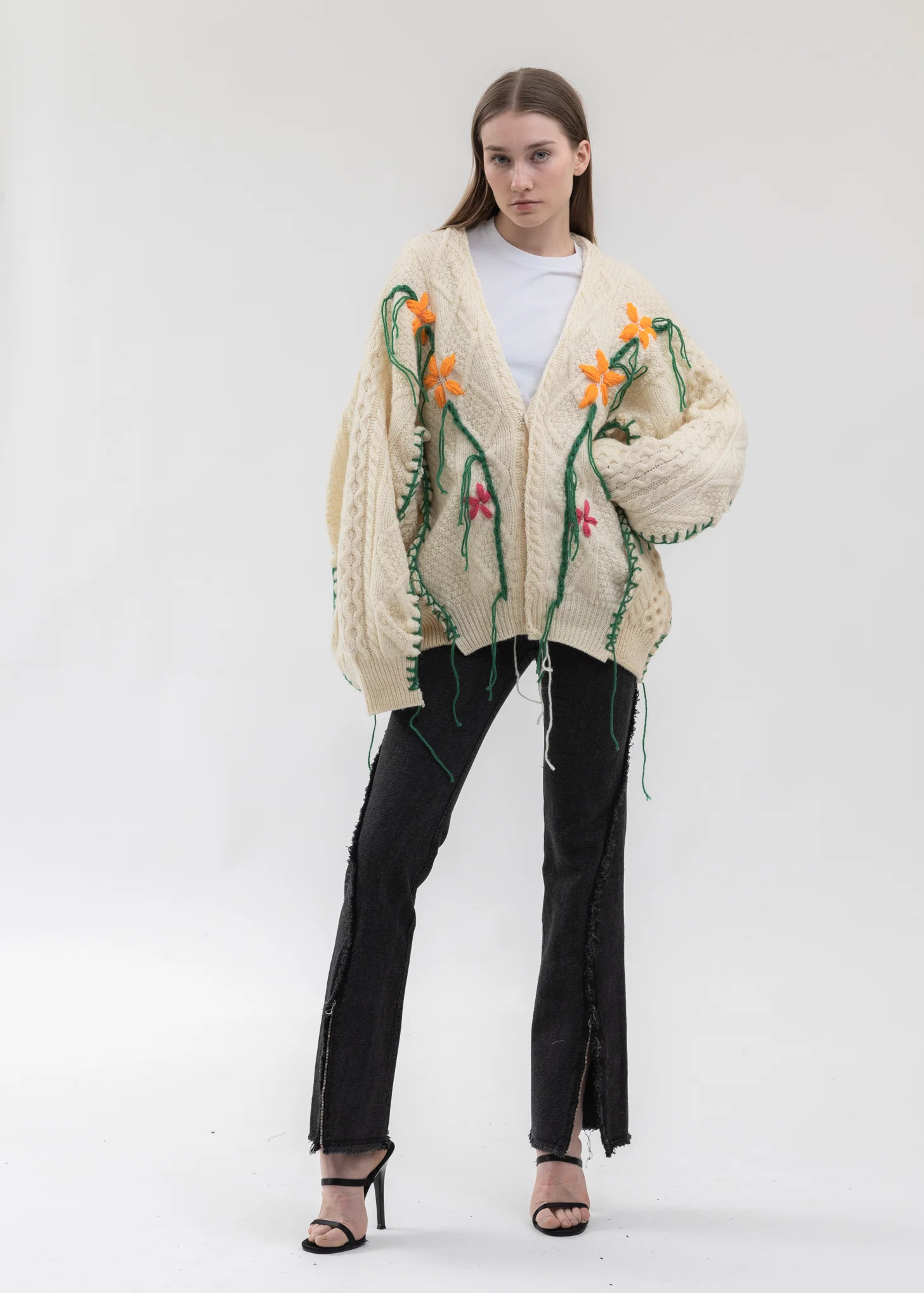 Hand Embroidery Fisherman Knit Cardigan -Style 1 - Image 6