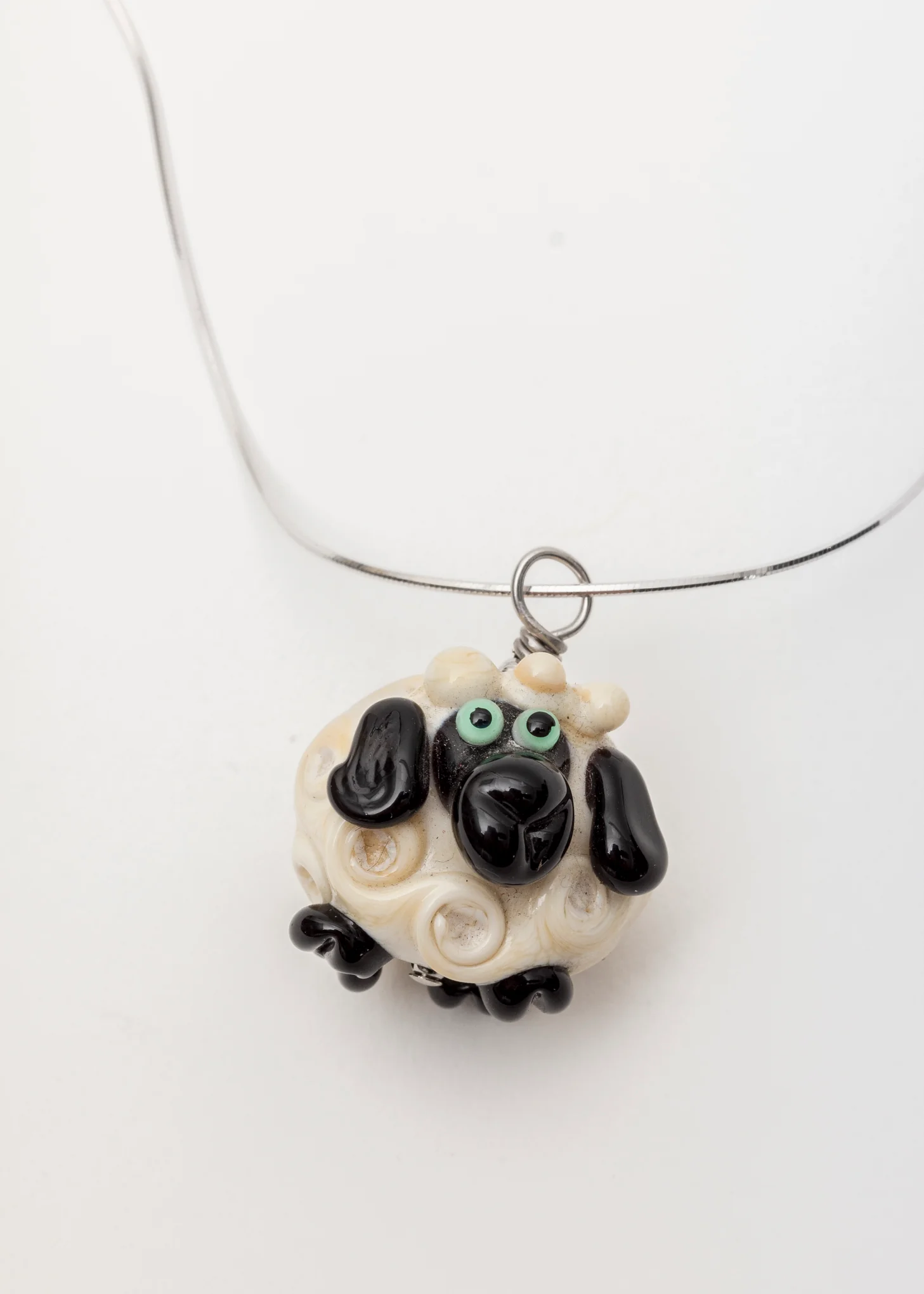 Handmade Glass Lamb 925 Silver Necklace