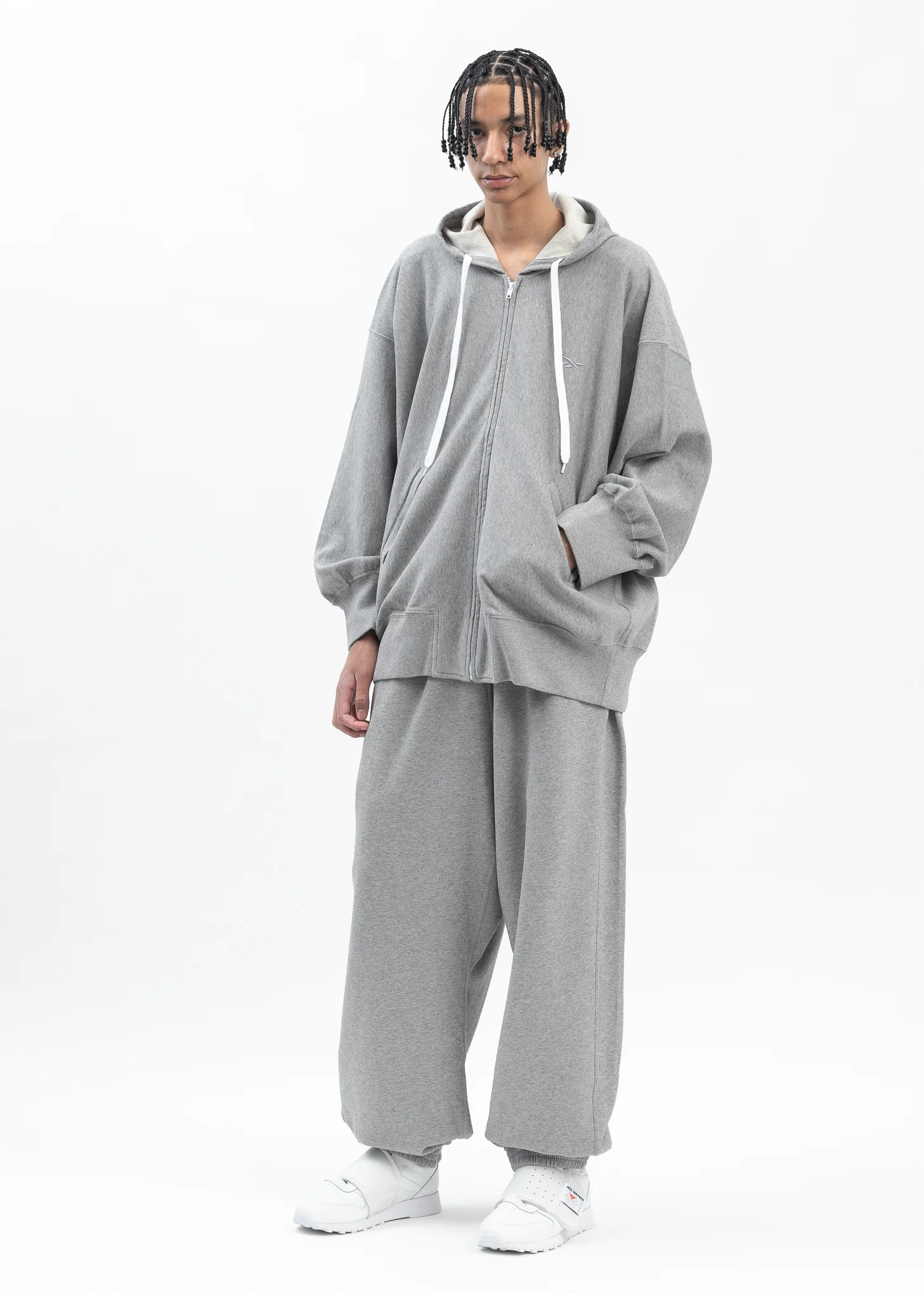 HED MAYNER X Reebok ZIPPED HOODIE GREY MELANGE - Image 5
