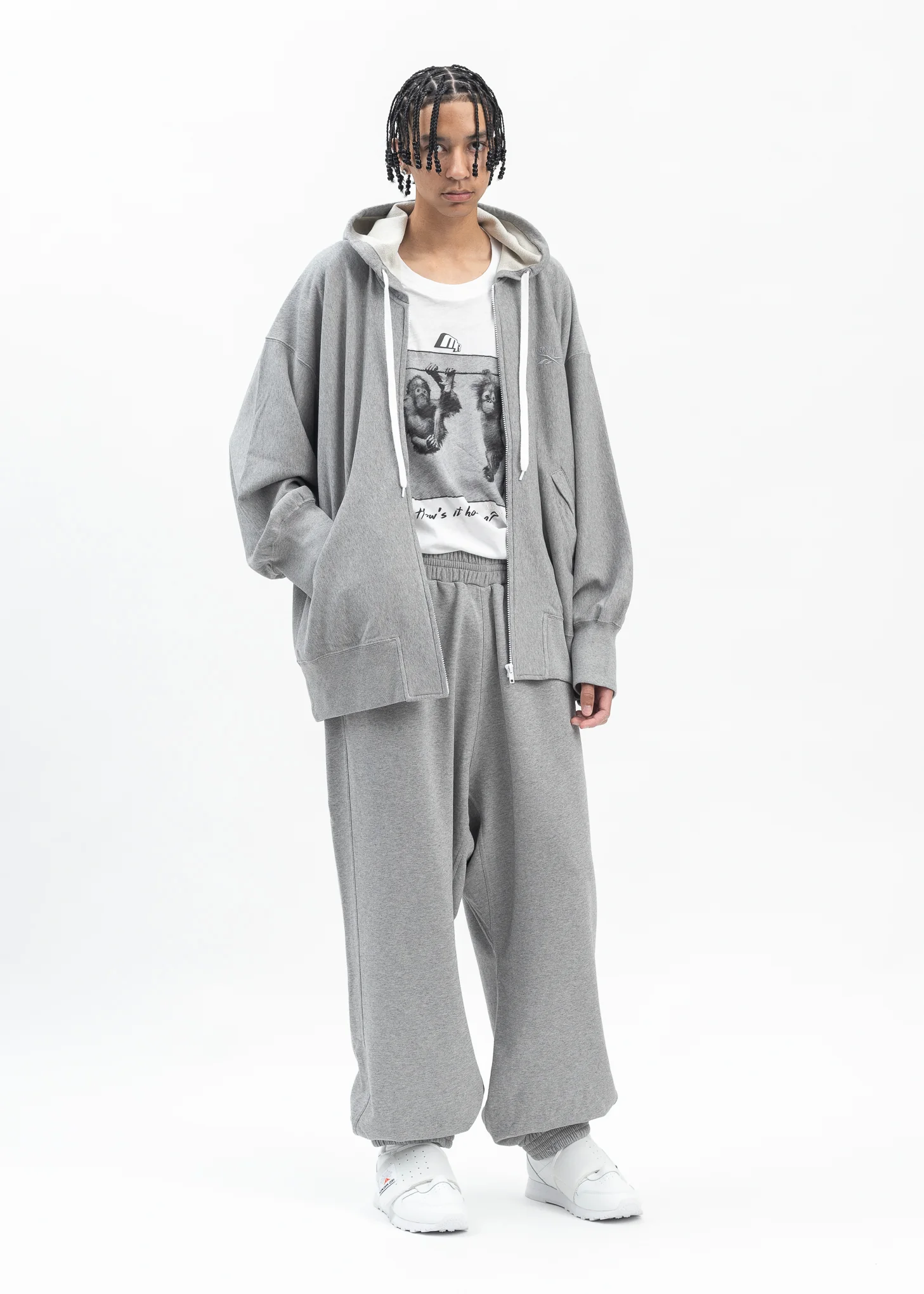 HED MAYNER X Reebok ZIPPED HOODIE GREY MELANGE - Image 6