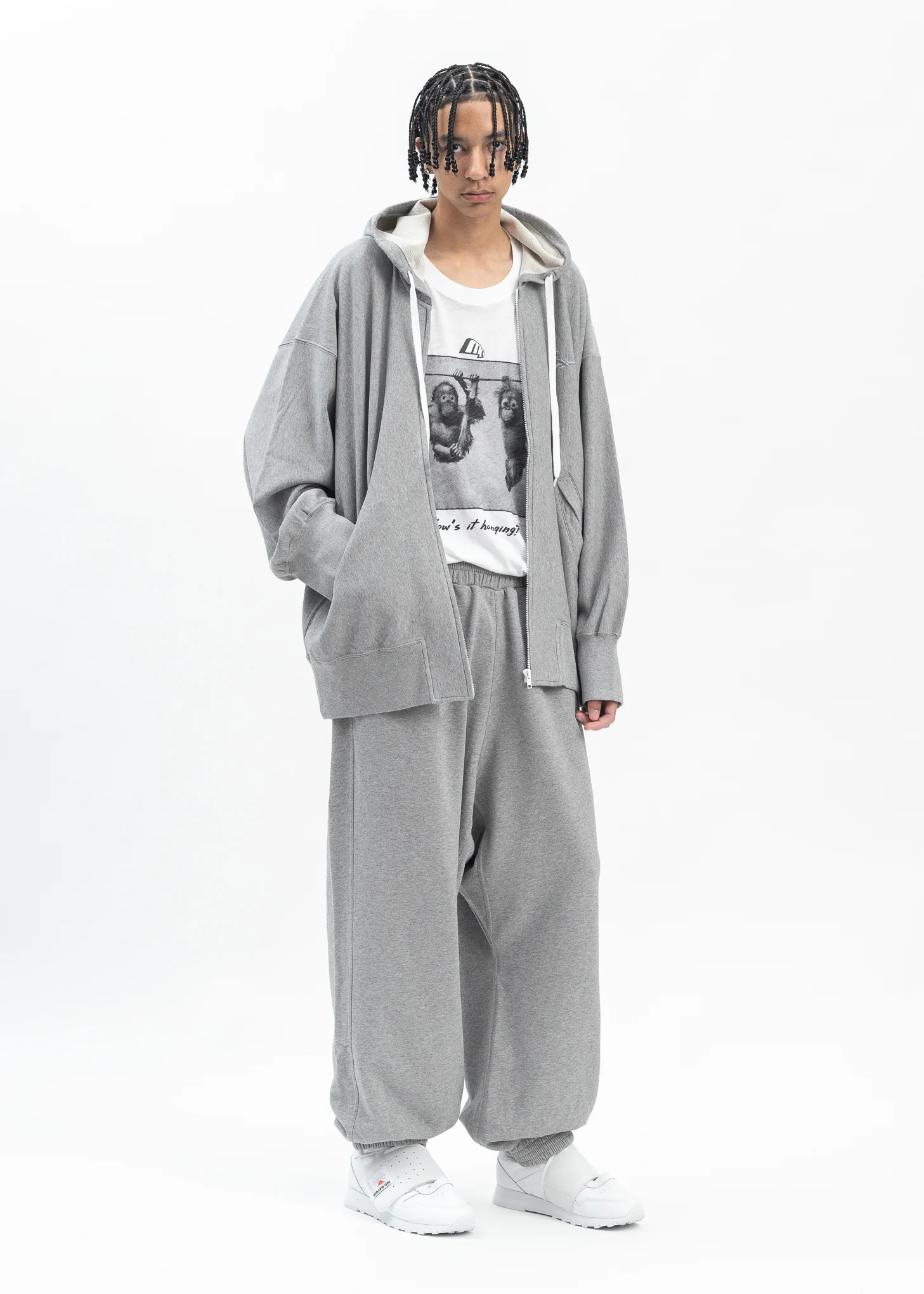 HED MAYNER X Reebok ZIPPED HOODIE GREY MELANGE - Image 7