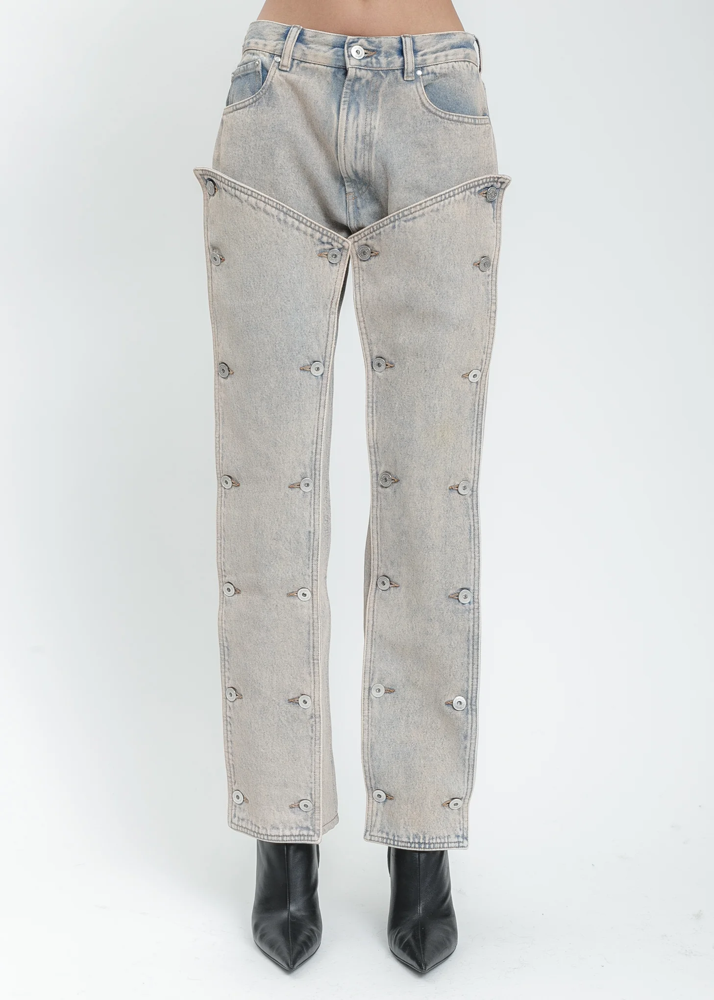 Ice Blue Button Panel Jeans - Image 2