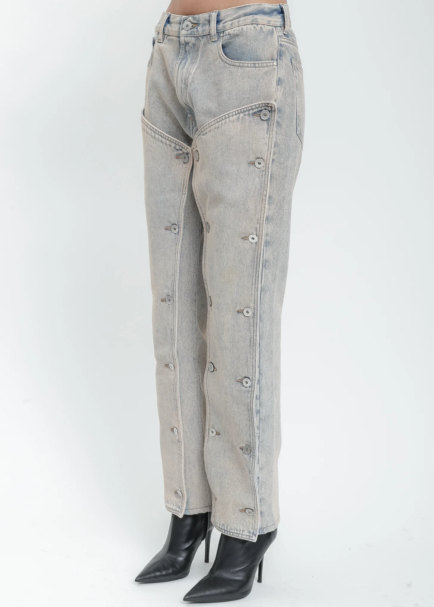 Ice Blue Button Panel Jeans - Image 3