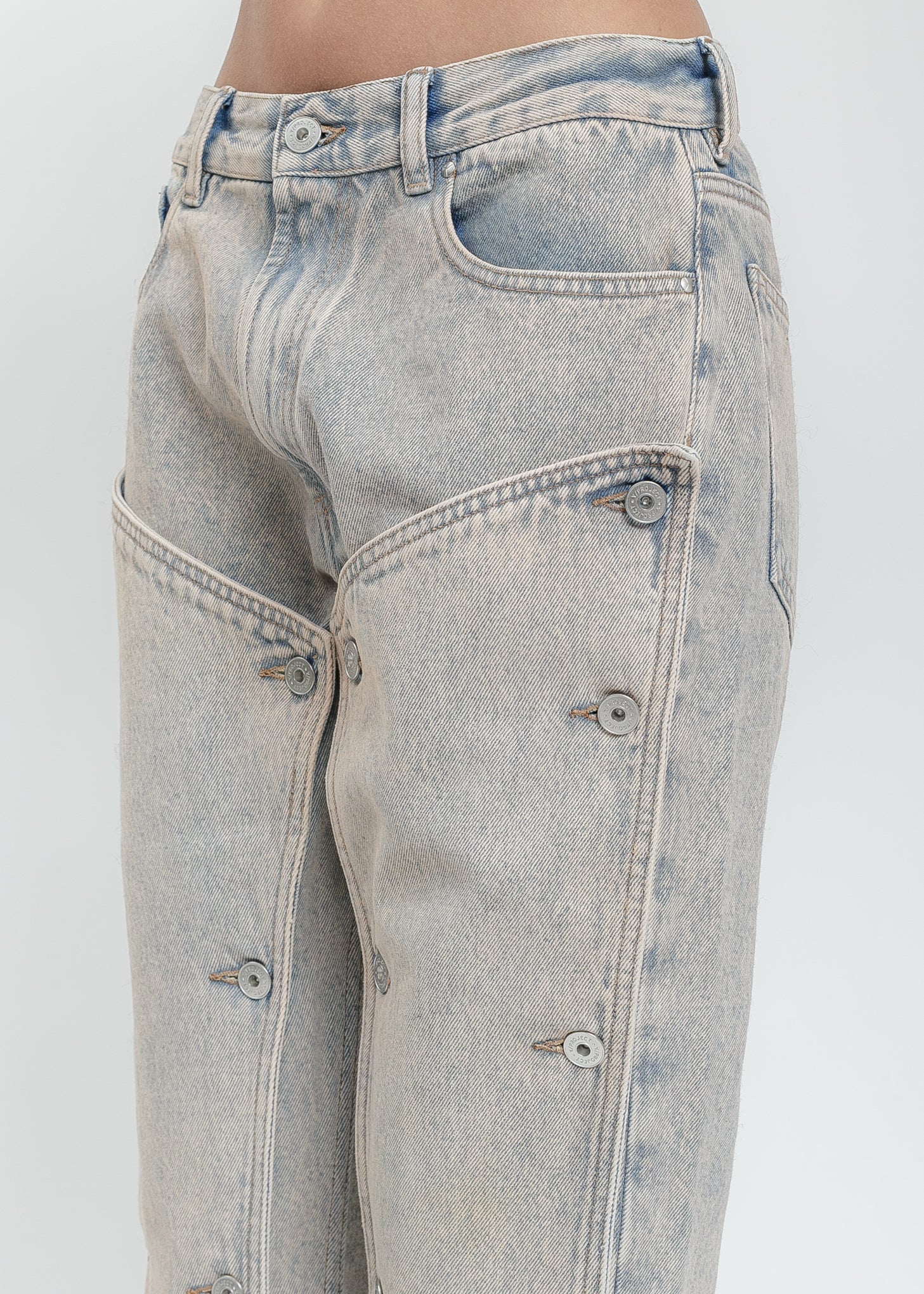 Ice Blue Button Panel Jeans - Image 5