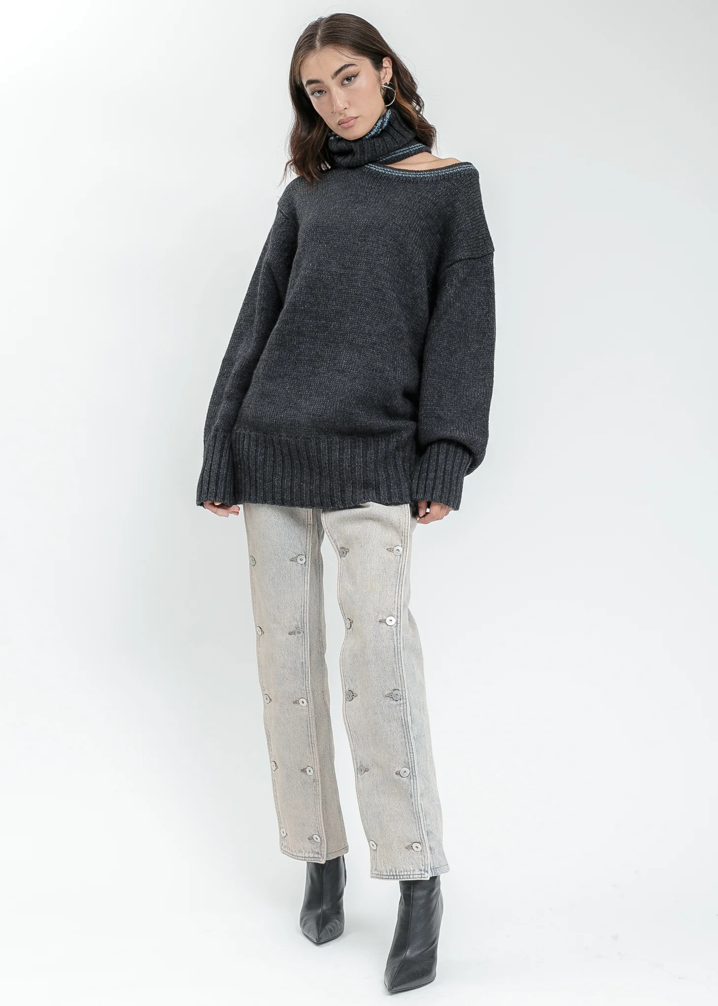 Ice Blue Button Panel Jeans - Image 6