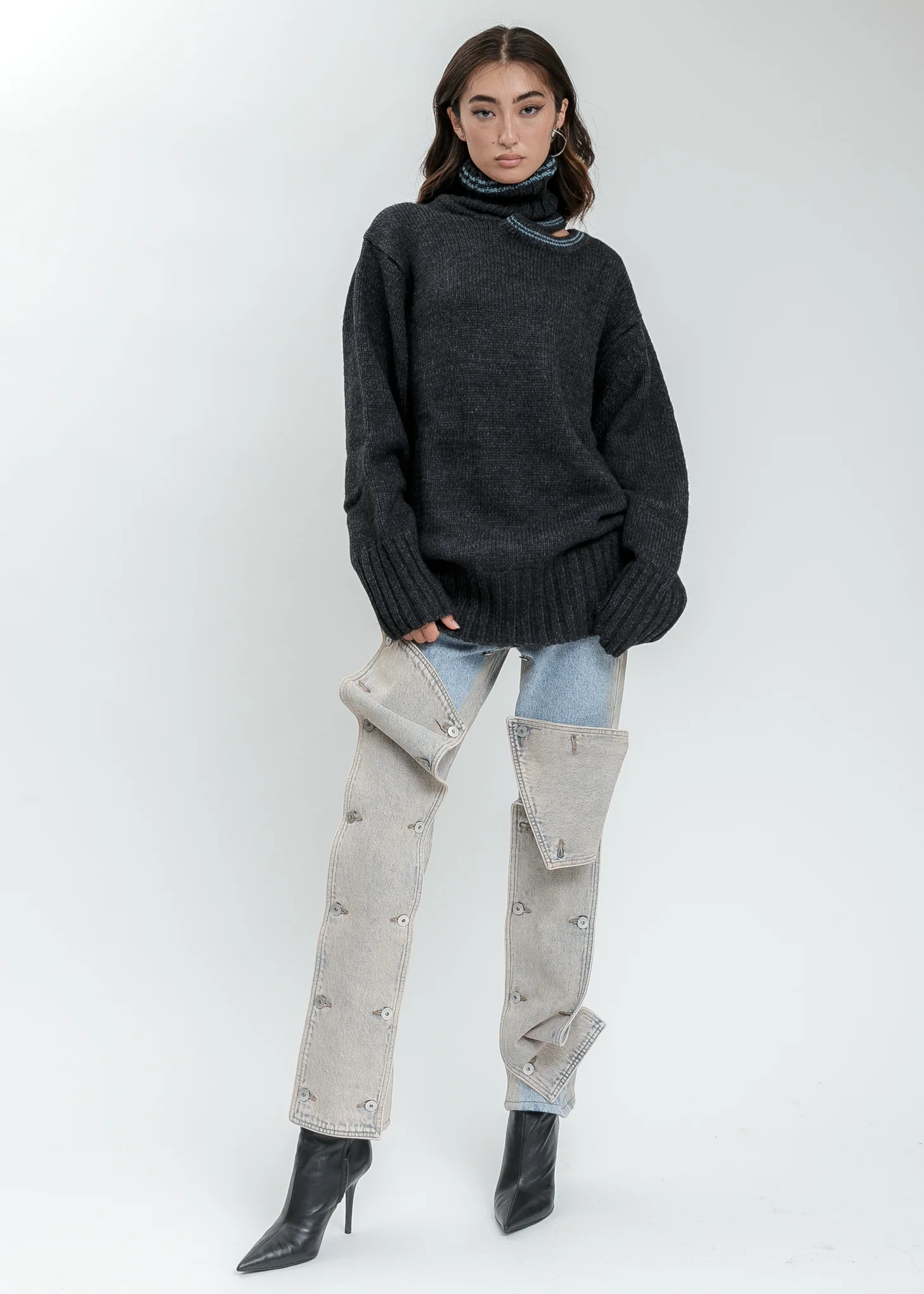 Ice Blue Button Panel Jeans - Image 7