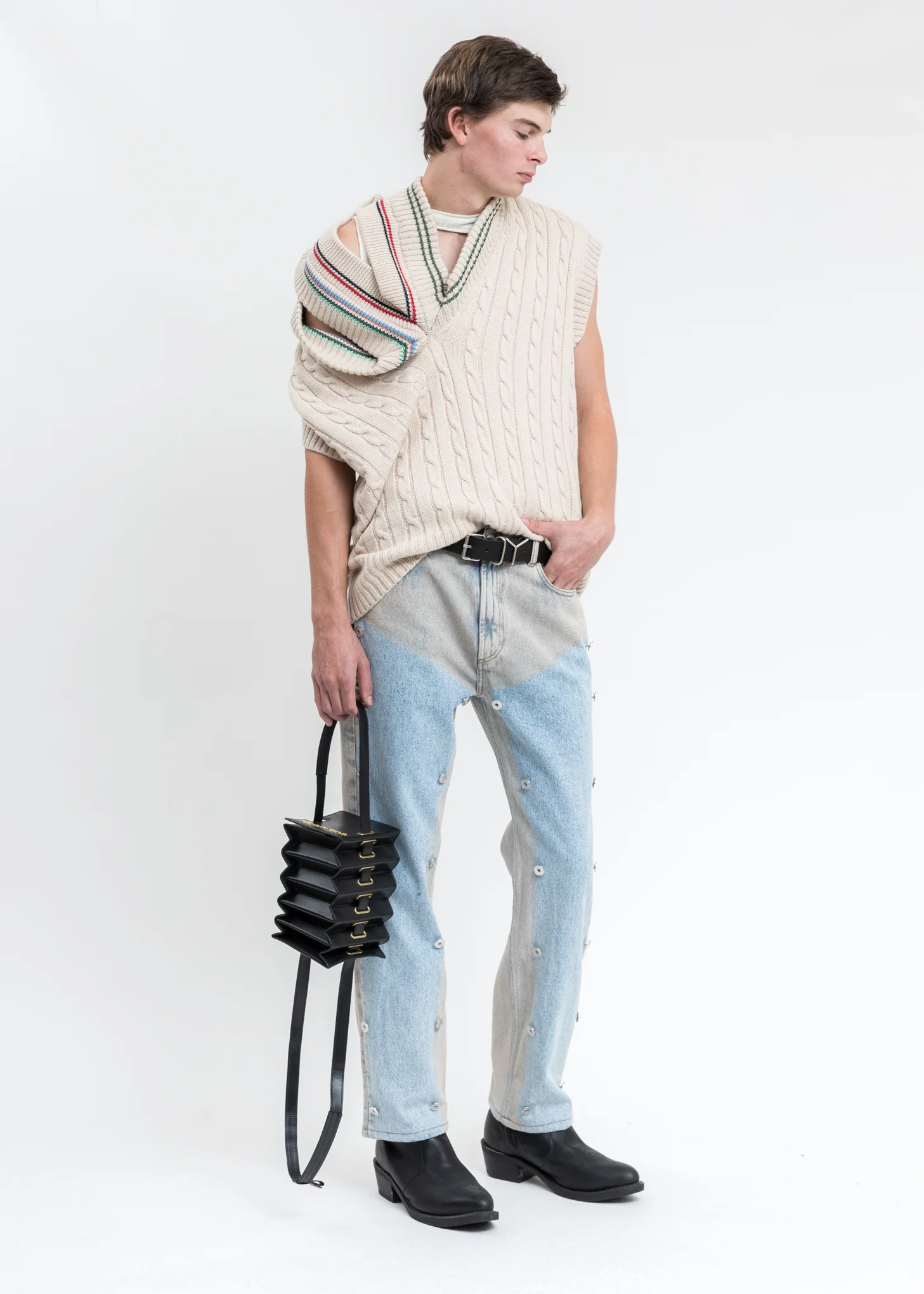 Ice Blue Button Panel Jeans - Image 11