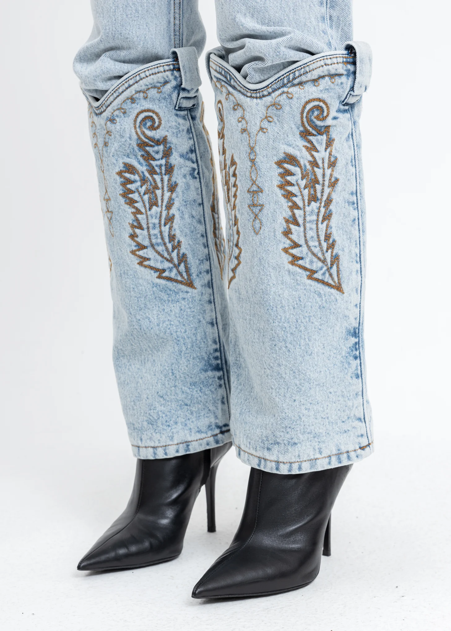 Ice Blue Cowboy Cuff Jeans - Image 6