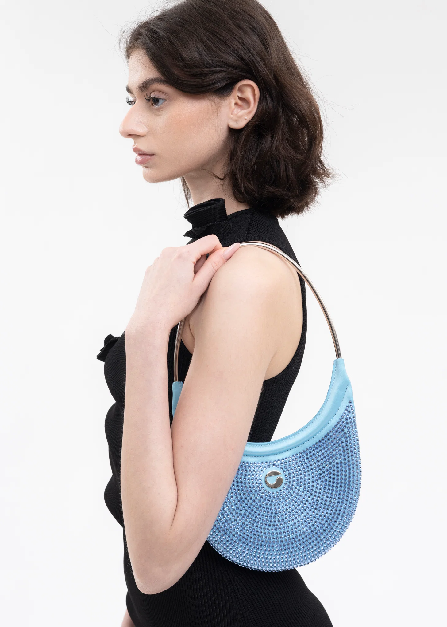 ICE BLUE CRYSTAL-EMBELLISHED RING SWIPE BAG - Image 2