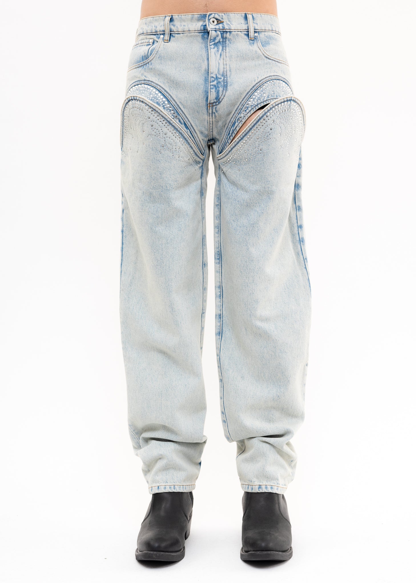 Ice Blue CUT OUT RHINESTONE Jeans