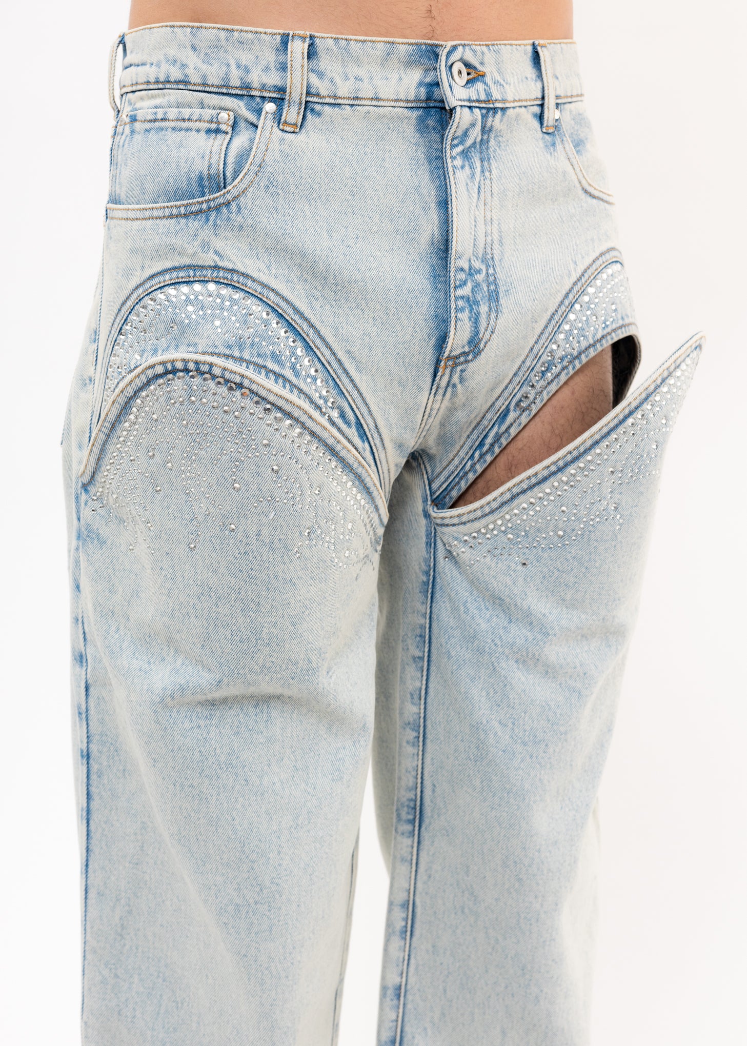 Ice Blue CUT OUT RHINESTONE Jeans - Image 2