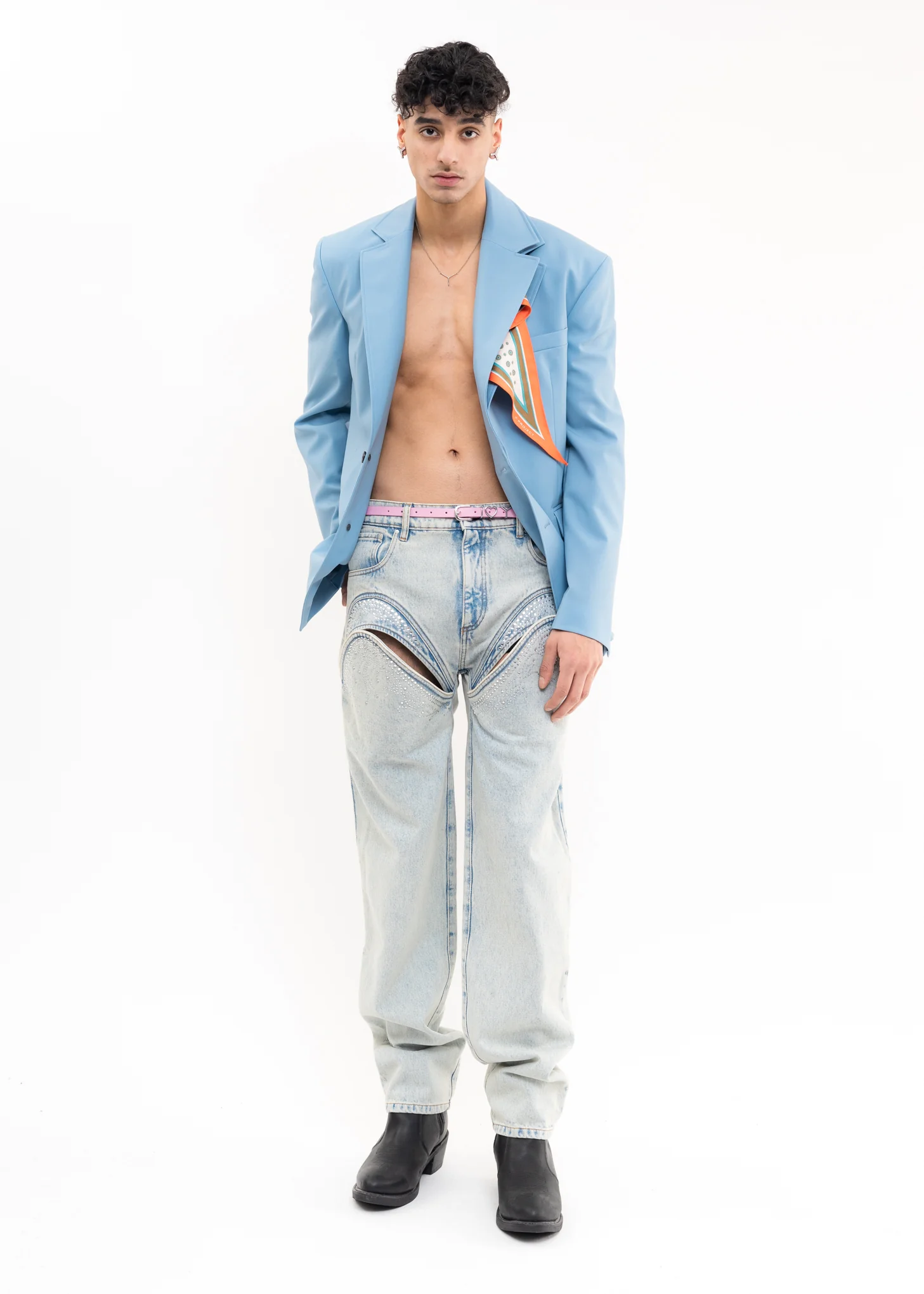 Ice Blue CUT OUT RHINESTONE Jeans - Image 6