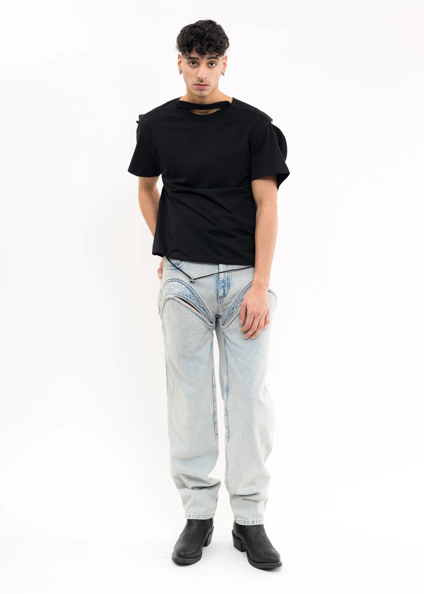 Ice Blue CUT OUT RHINESTONE Jeans - Image 7