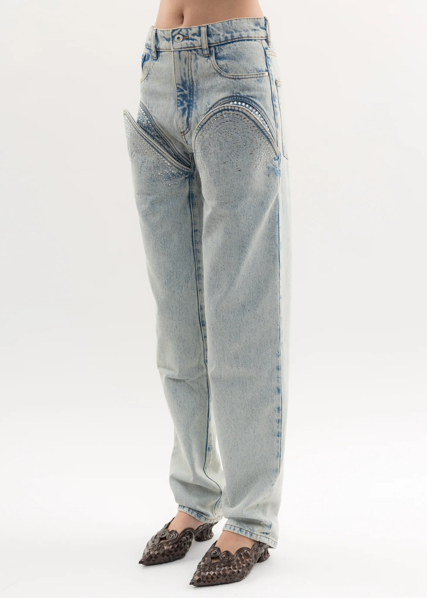Ice Blue CUT OUT RHINESTONE Jeans - Image 4