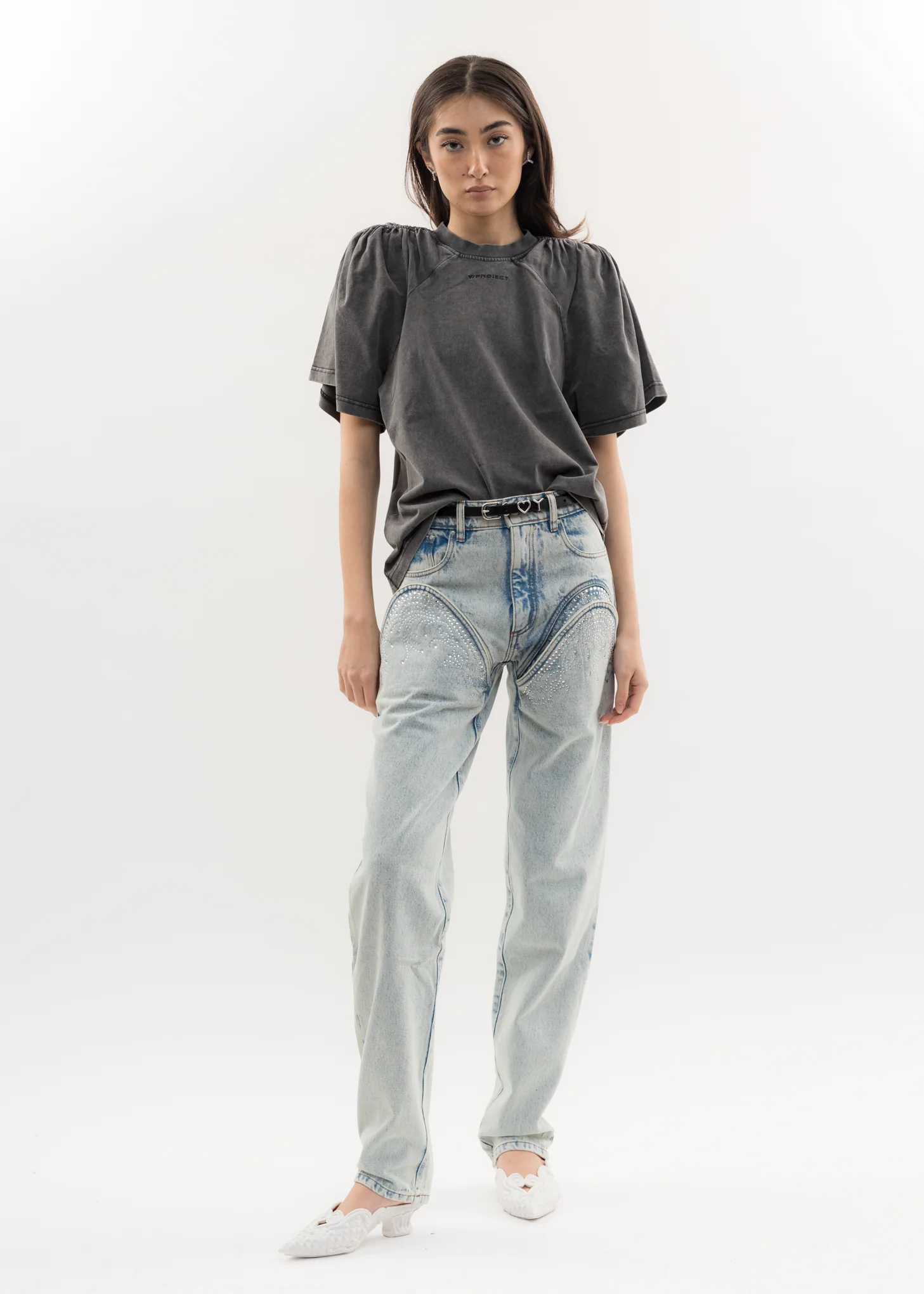 Ice Blue CUT OUT RHINESTONE Jeans - Image 9