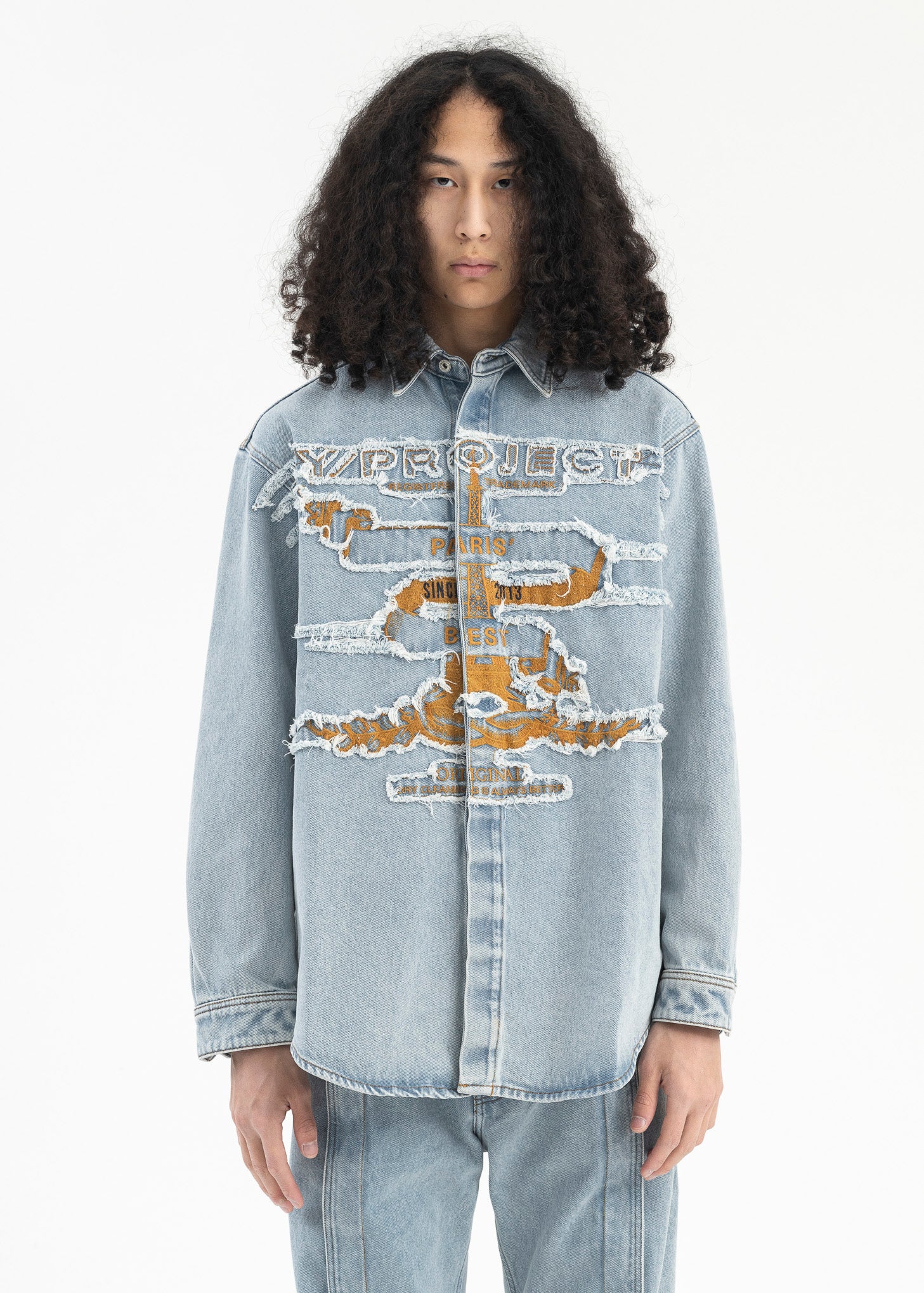 ICE BLUE EVERGREEN PARIS' BEST PATCH DENIM SHIRT