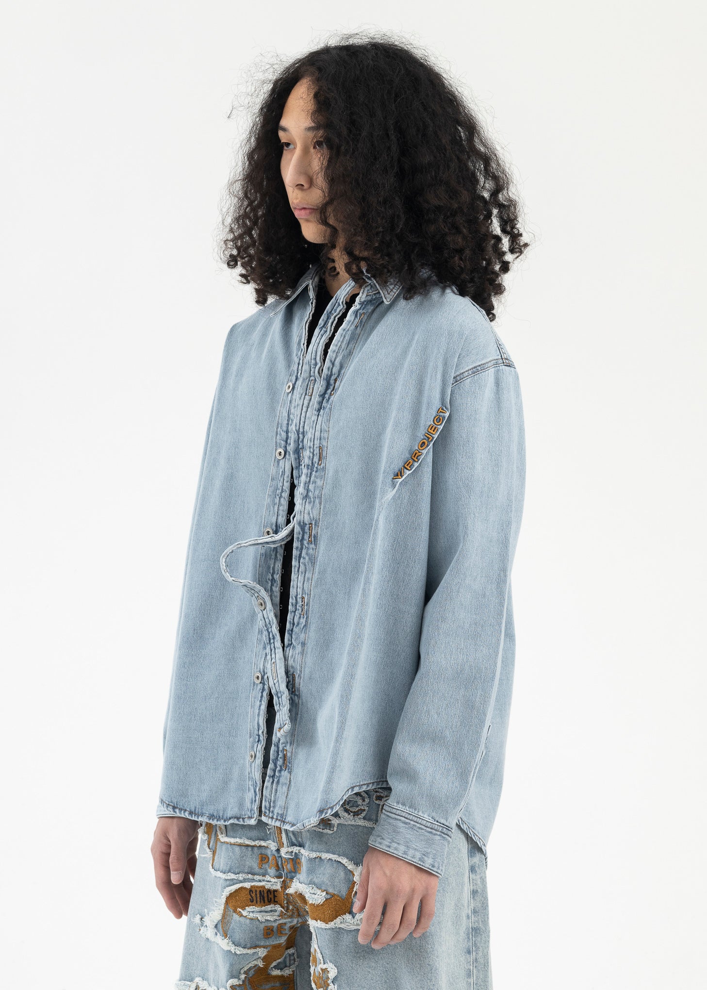 ICE BLUE HOOK AND EYE DENIM SHIRT - Image 2