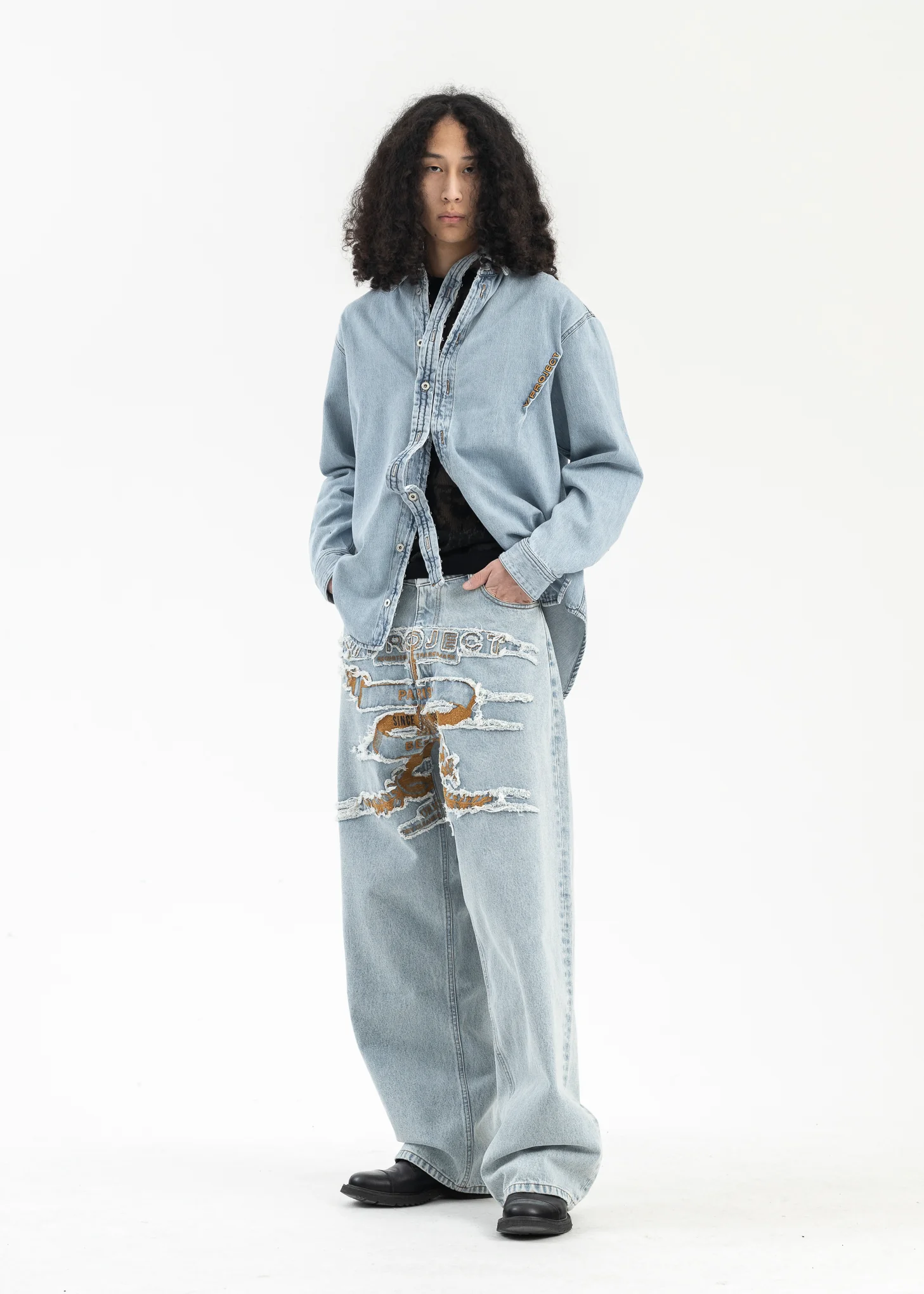 ICE BLUE HOOK AND EYE DENIM SHIRT - Image 5