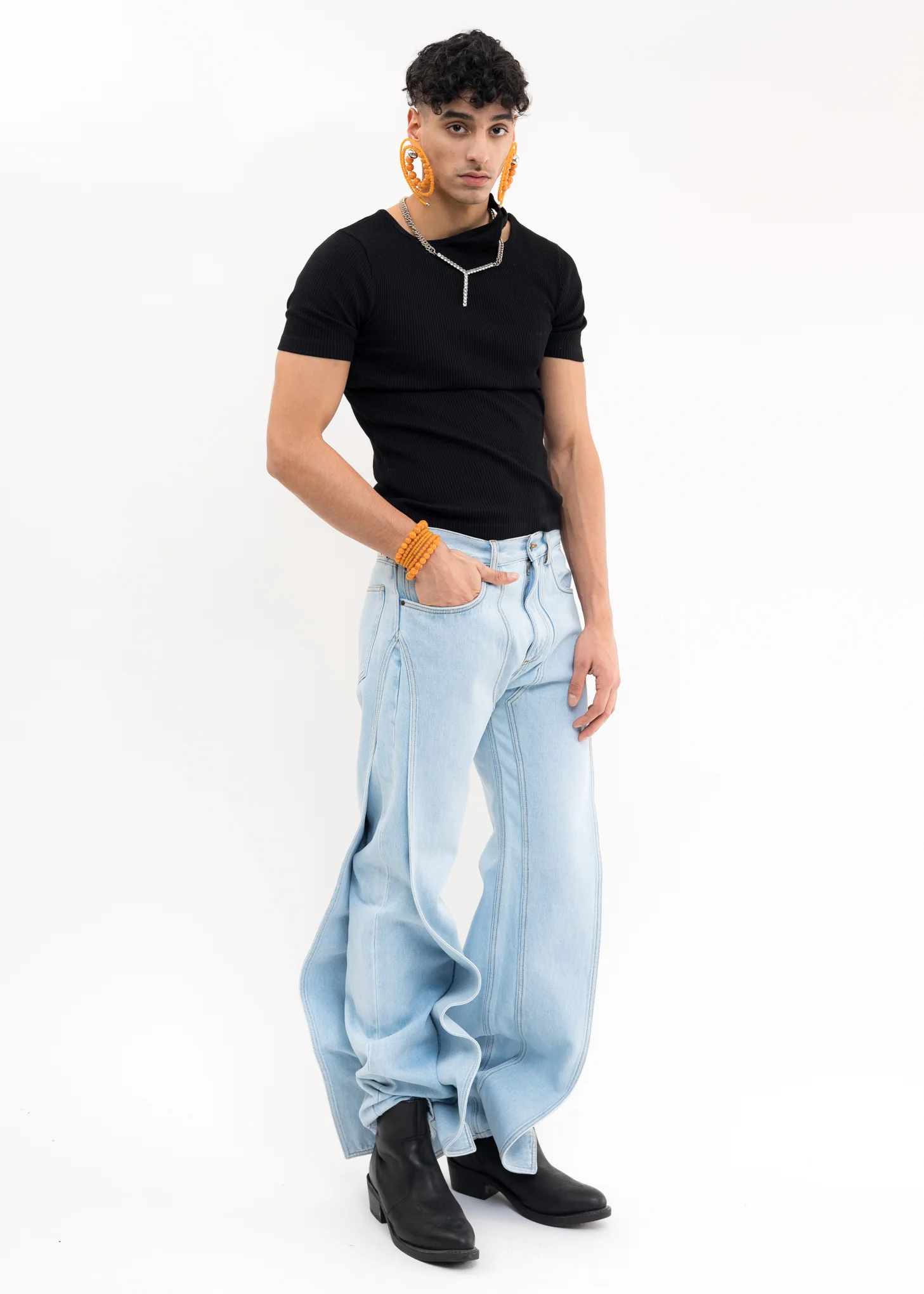 Ice Blue Panel Jeans - Image 6