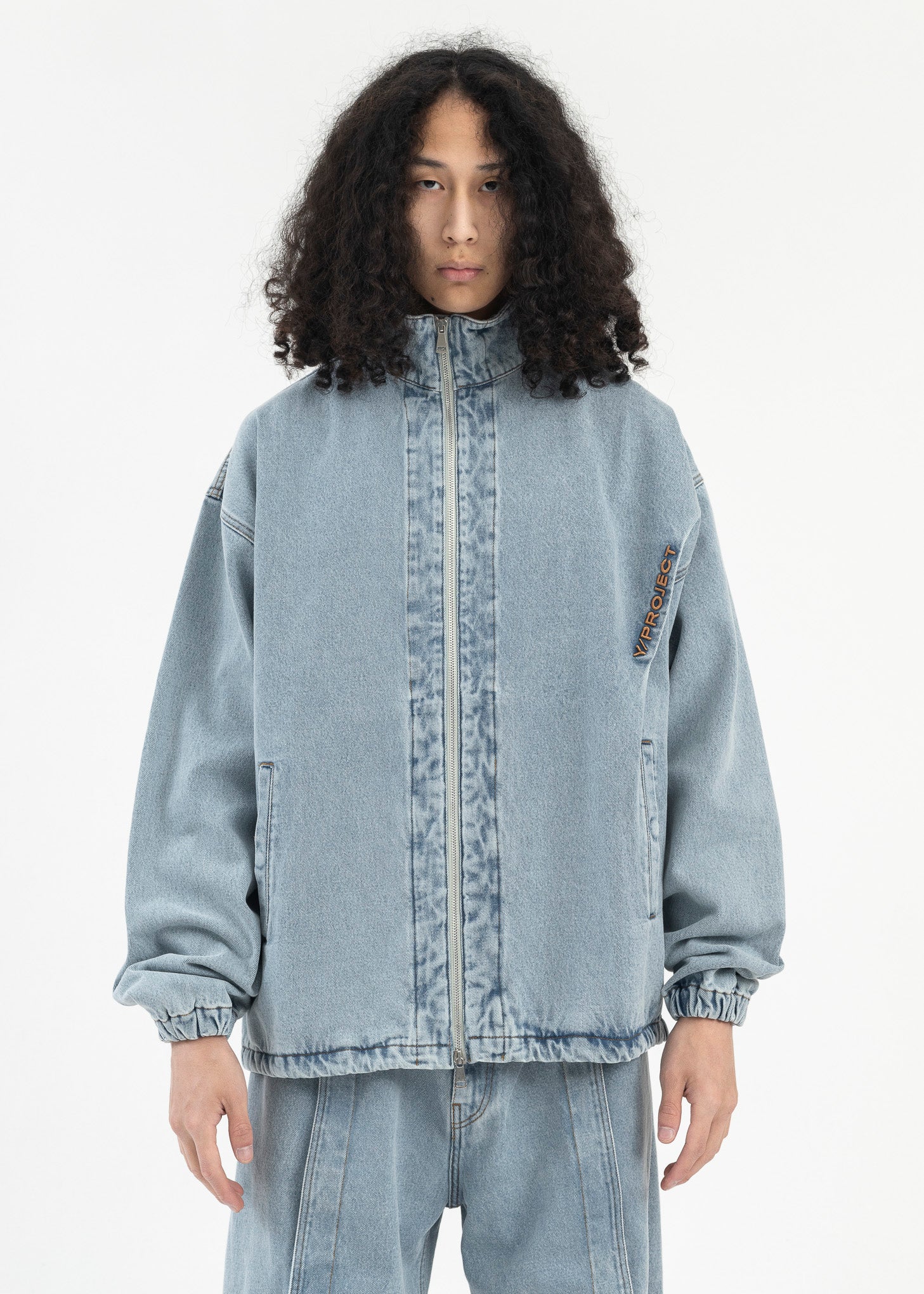ICE BLUE PINCHED LOGO DENIM WINDBREAKER