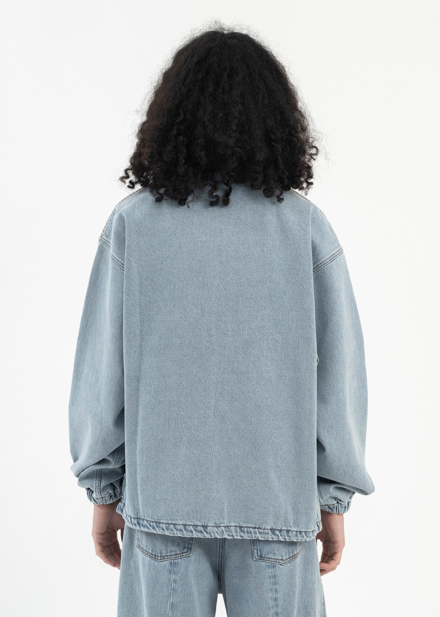 ICE BLUE PINCHED LOGO DENIM WINDBREAKER - Image 3
