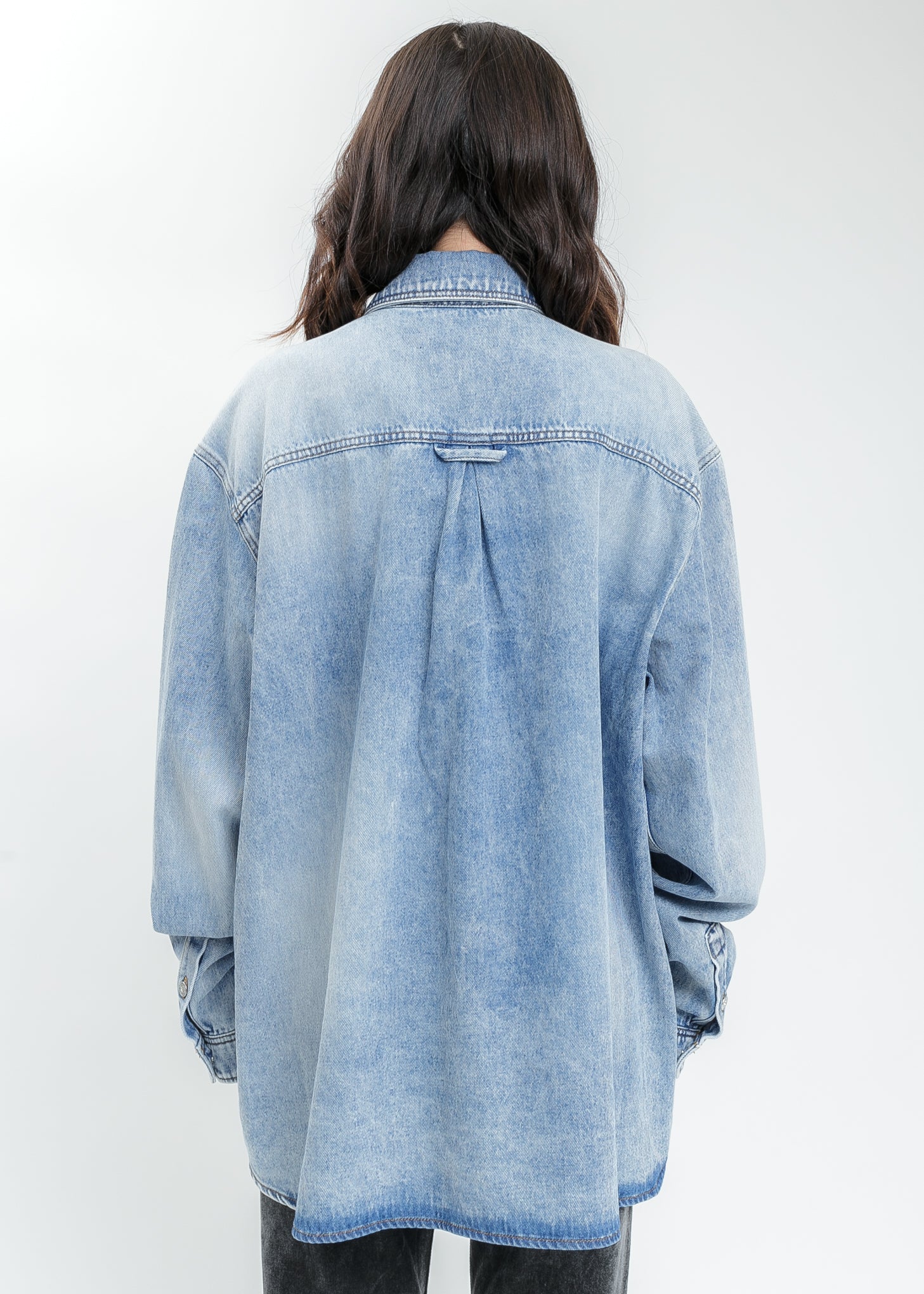 Ice Blue Snap Panel Denim Shirt - Image 5