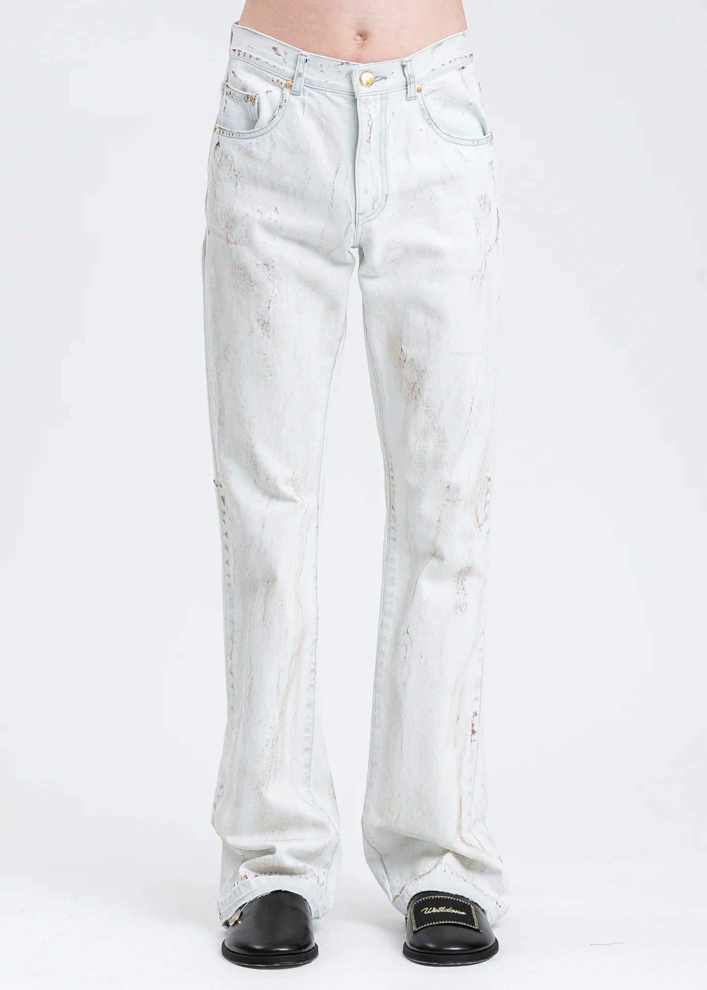 Ice Oil Coated Boots Cut Jeans