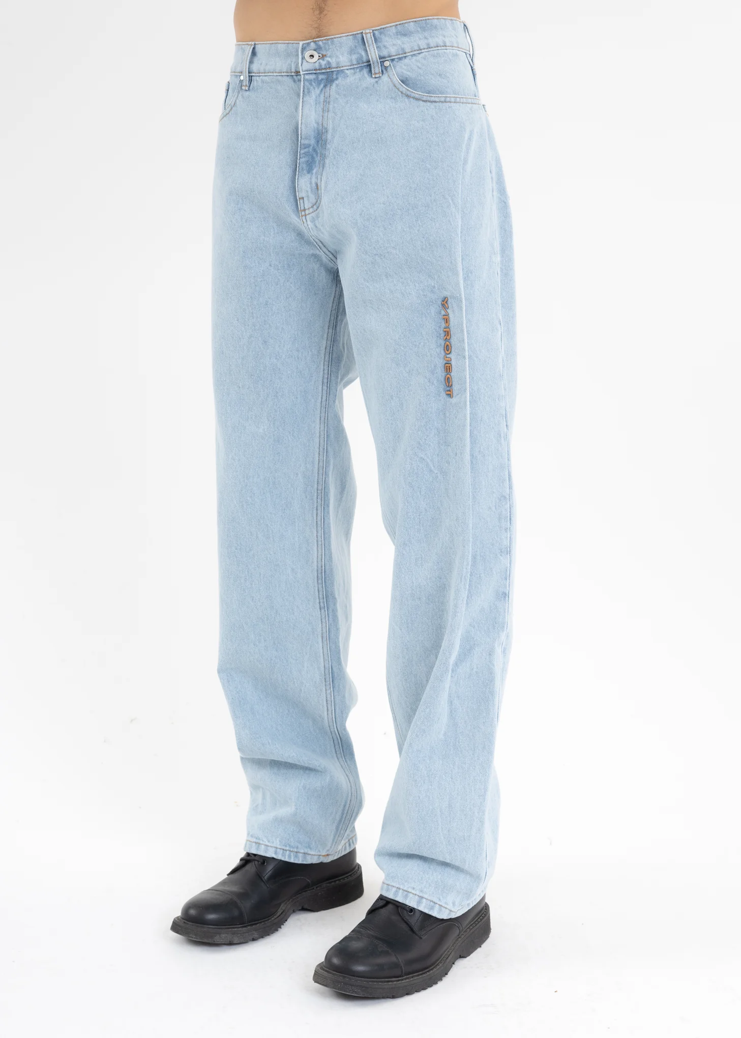 ICEBLUE PINCHED LOGO JEANS