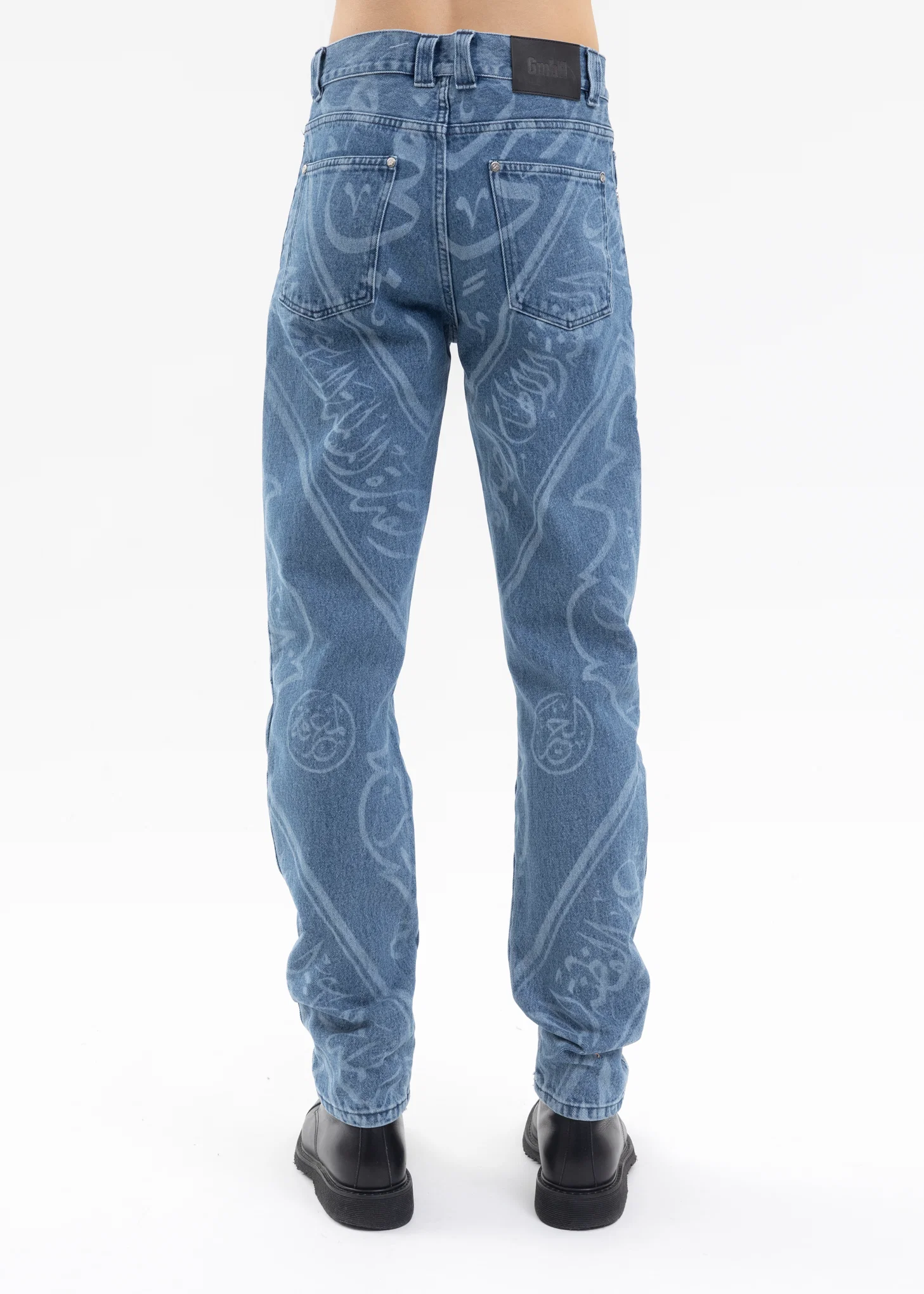 INDIGO 5 POCKET DENIM TROUSERS WITH PRINT - Image 2