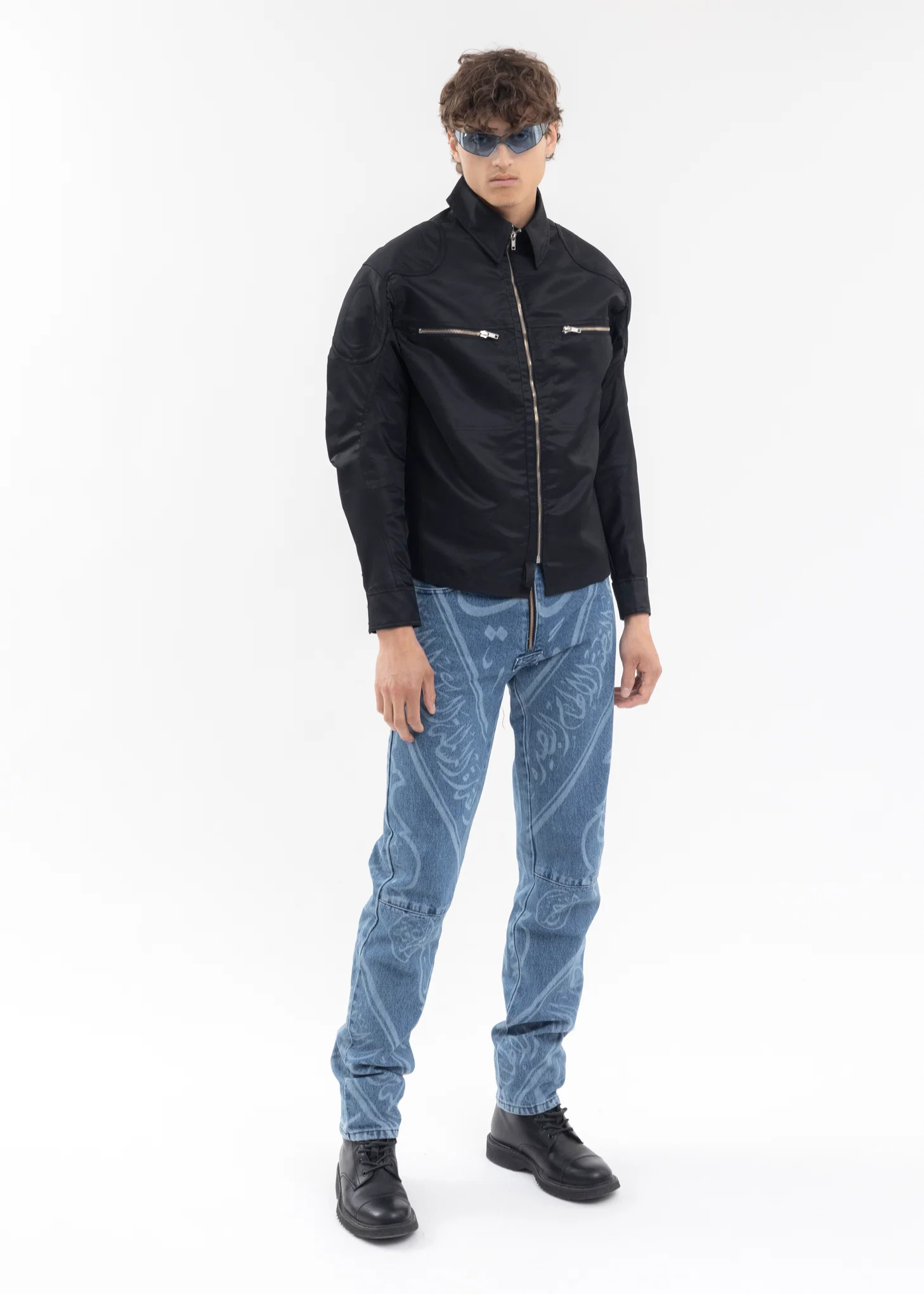INDIGO 5 POCKET DENIM TROUSERS WITH PRINT - Image 6