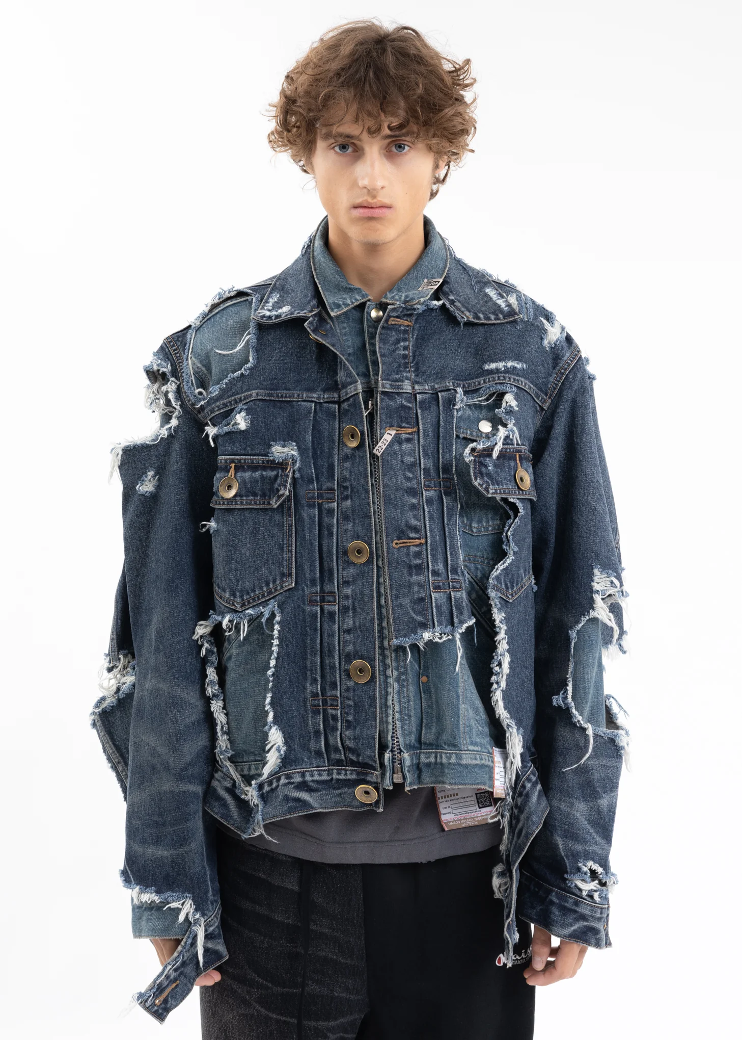 Indigo Damaged Layered Denim Jacket