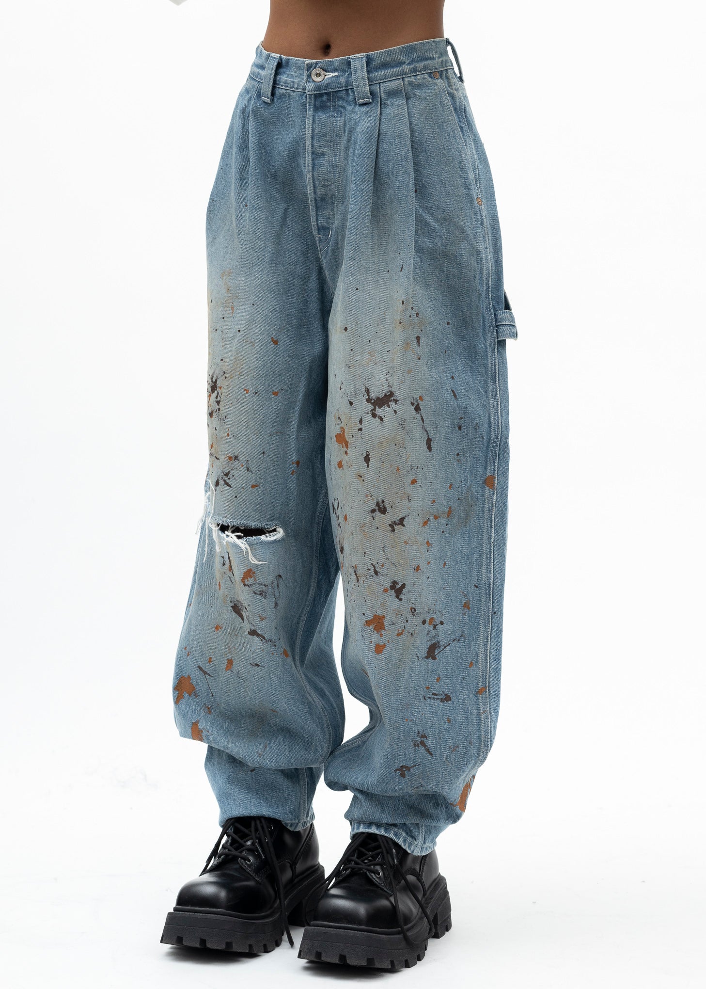 INDIGO DENIM PAINTER PANTS - Image 2